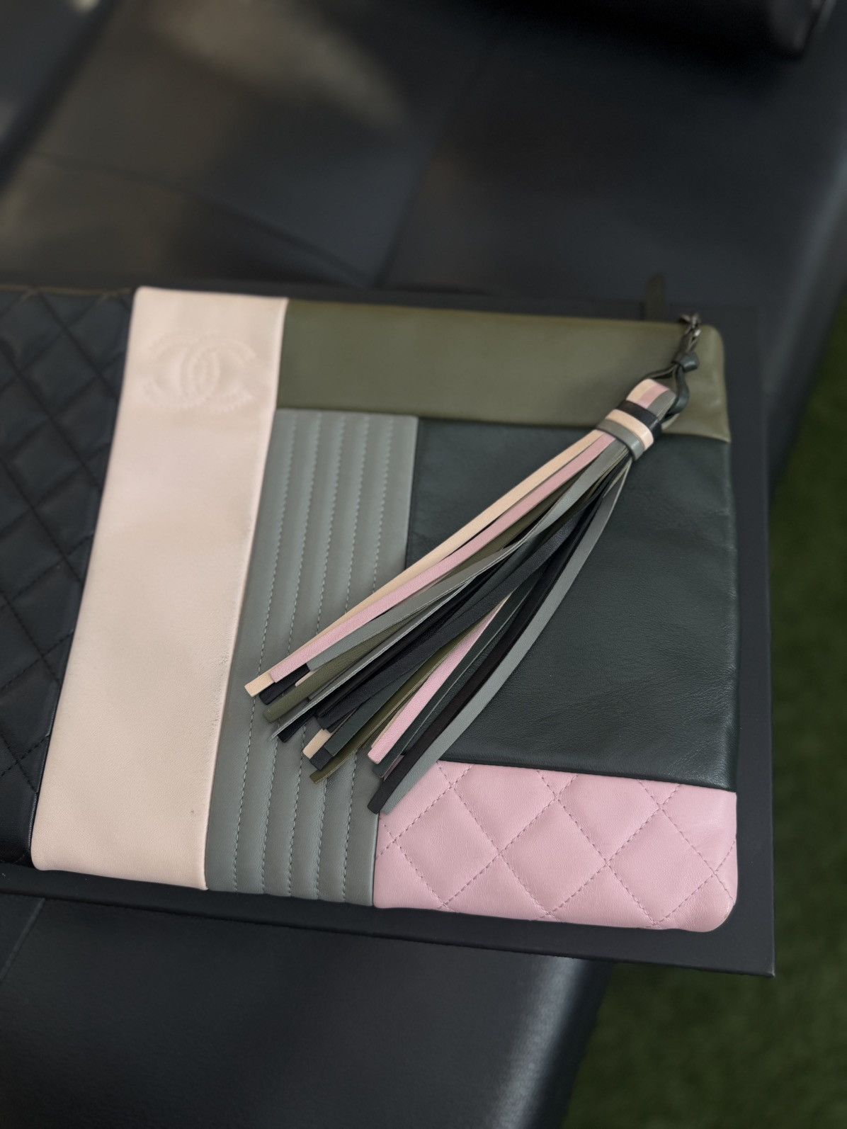 Chanel Chanel Olive & Multicolor Lambskin Patchwork O-Case Size ONE SIZE - 9 Thumbnail
