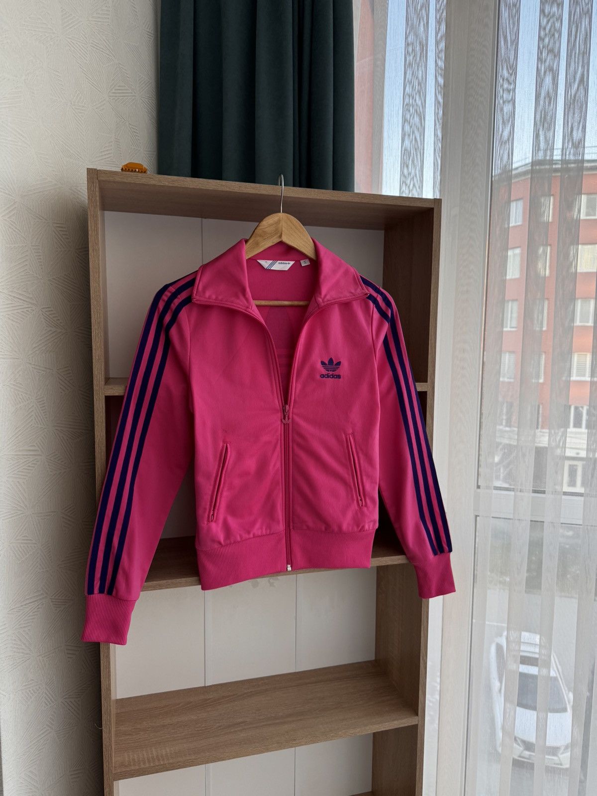 Adidas × Vintage Vintage Adidas Firebird Three Stripes Pink Big Logo Hoodie Size S / US 4 / IT 40 - 6 Thumbnail