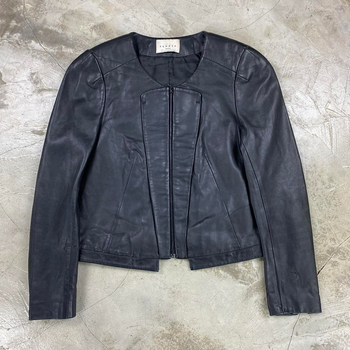 Sandro Collarless Lamb Leather Jacket Size M / US 6-8 / IT 42-44 - 1 Thumbnail