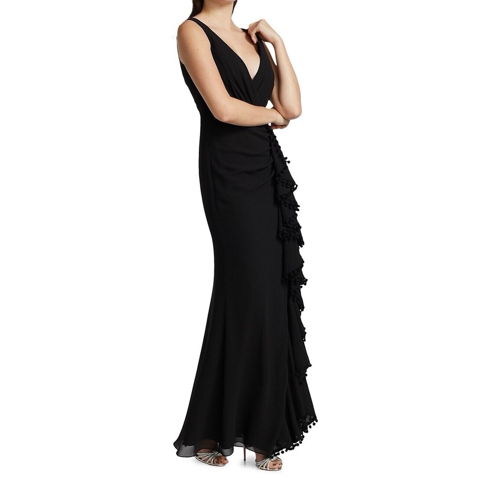 Badgley Mischka Badgley Mischka Black Pompom-trimmed dress Size M / US 6-8 / IT 42-44 - 4 Thumbnail
