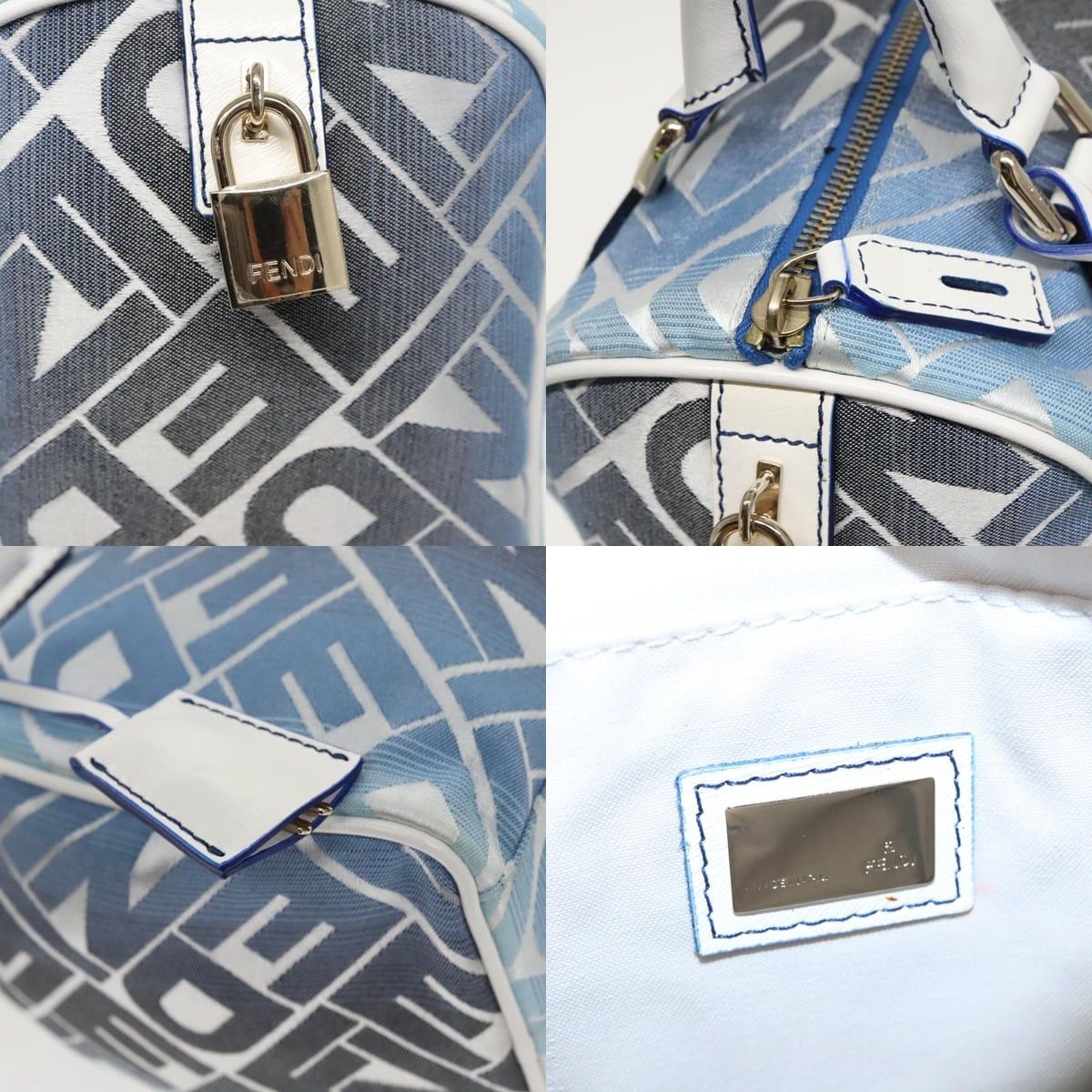 Fendi FENDI Zucca Canvas Hand Bag Blue Gold Size ONE SIZE - 12 Thumbnail