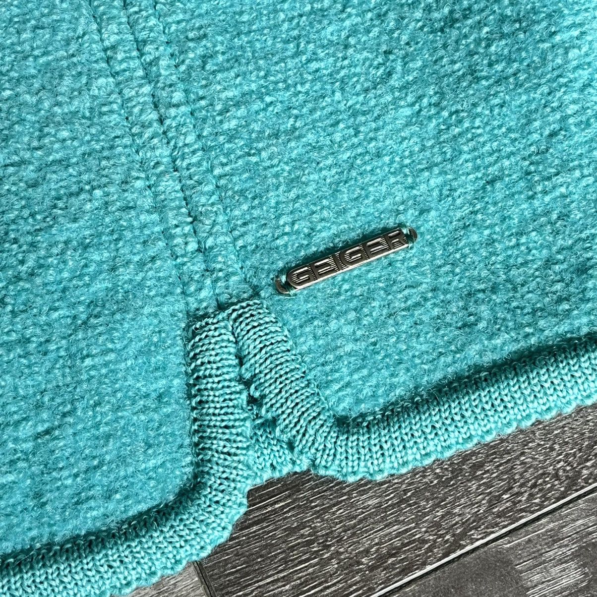 Kurt Geiger × Vintage Vintage 80s Geiger Austria Teal Wool Button Cardigan Sweater Size L / US 10 / IT 46 - 3 Thumbnail