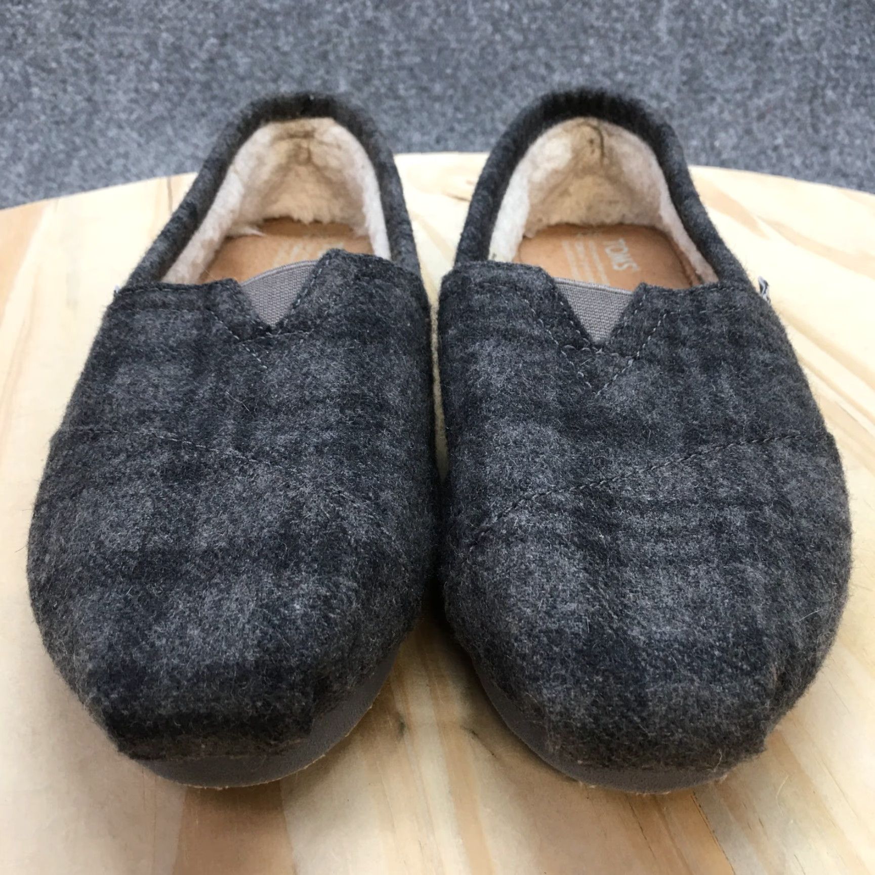 Toms TOMS Shies Womens 7 Classic Slip On Plaid Loafer Flats Gray Wool Blend 42L0512 Size US 7 / IT 37 - 4 Thumbnail