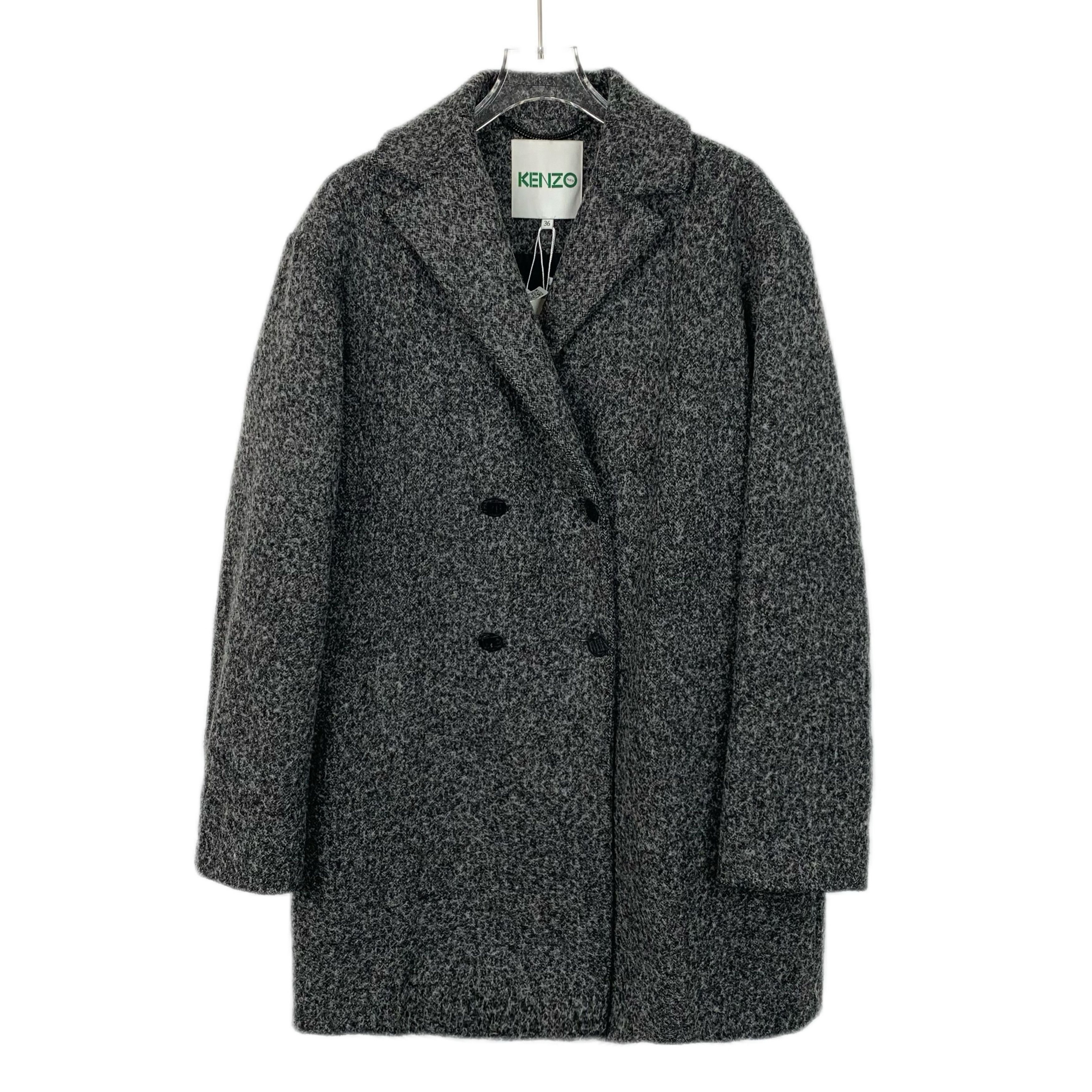 Kenzo Kenzo Wool Double-Breasted Coat in Charcoal (Size XS) Size XS / US 0-2 / IT 36-38 - 1 Thumbnail