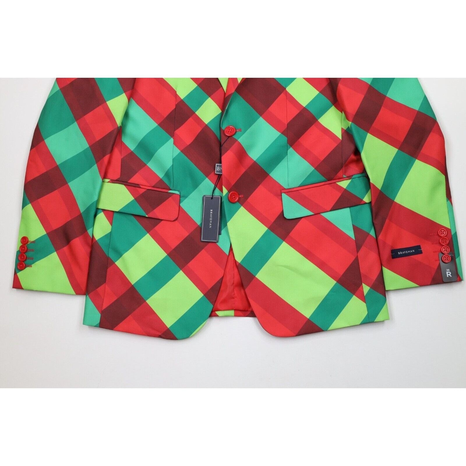 Vintage New Brave Man Christmas Plaid 3 Piece Suit 36R Size 36R - 4 Thumbnail