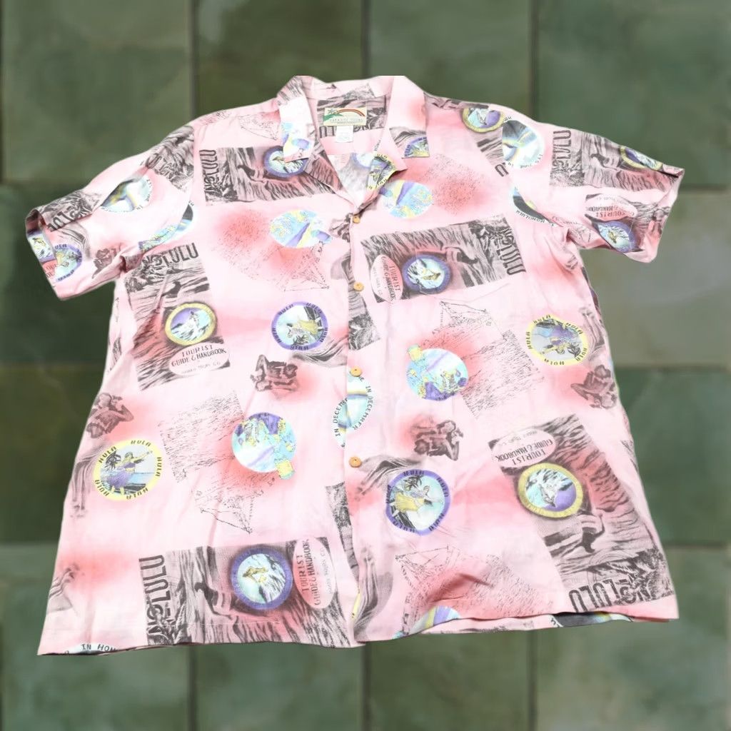 Paradise Found Paradise Found Shirt Mens XL Pink Hawaiian Honolulu Hulu Girls Short Sleeve Size US XL / EU 56 / 4 - 1 Thumbnail