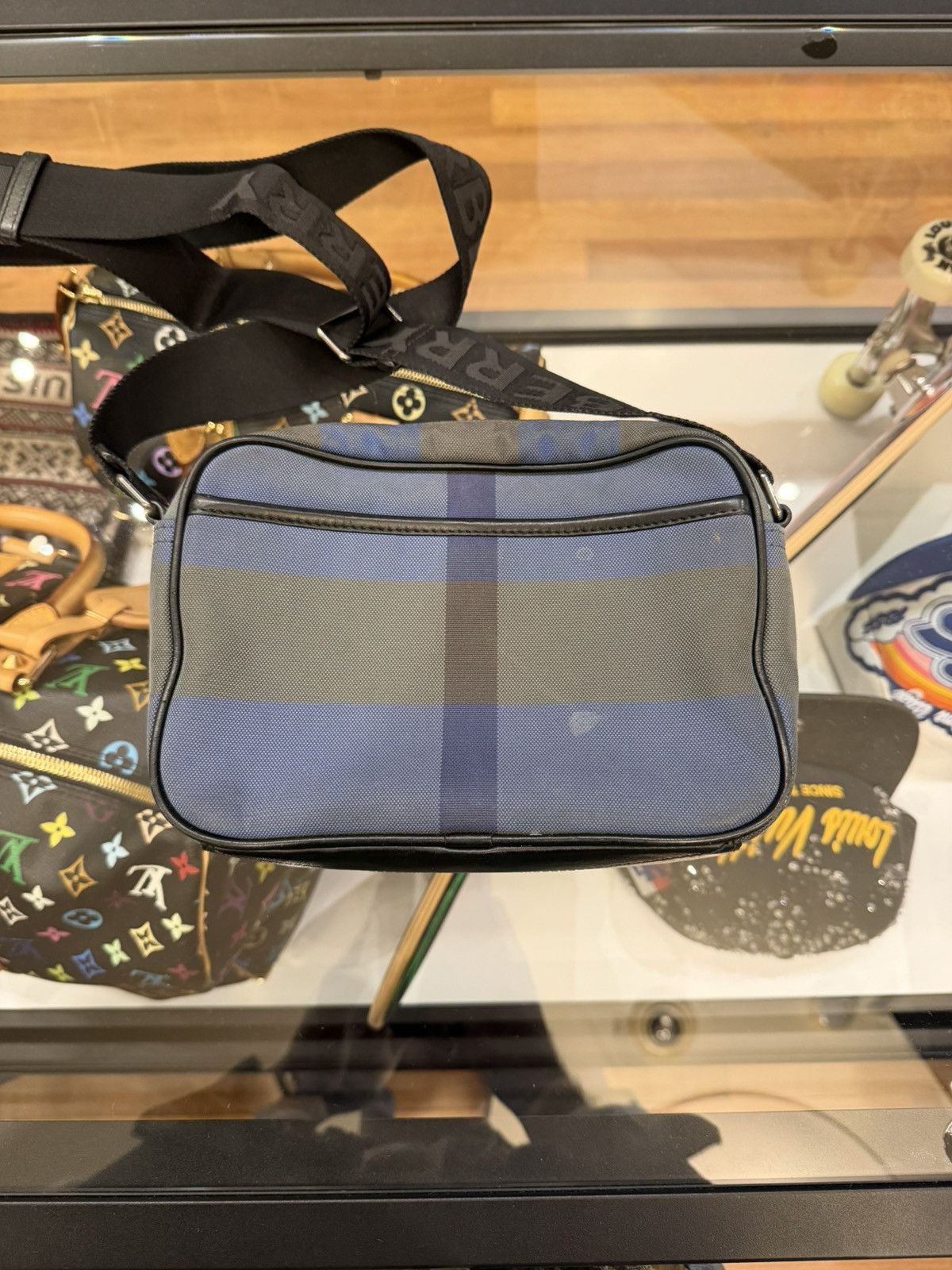 Burberry Burberry Paddy Logo Plaque Checked Messenger Bag - Blue Size ONE SIZE - 4 Thumbnail