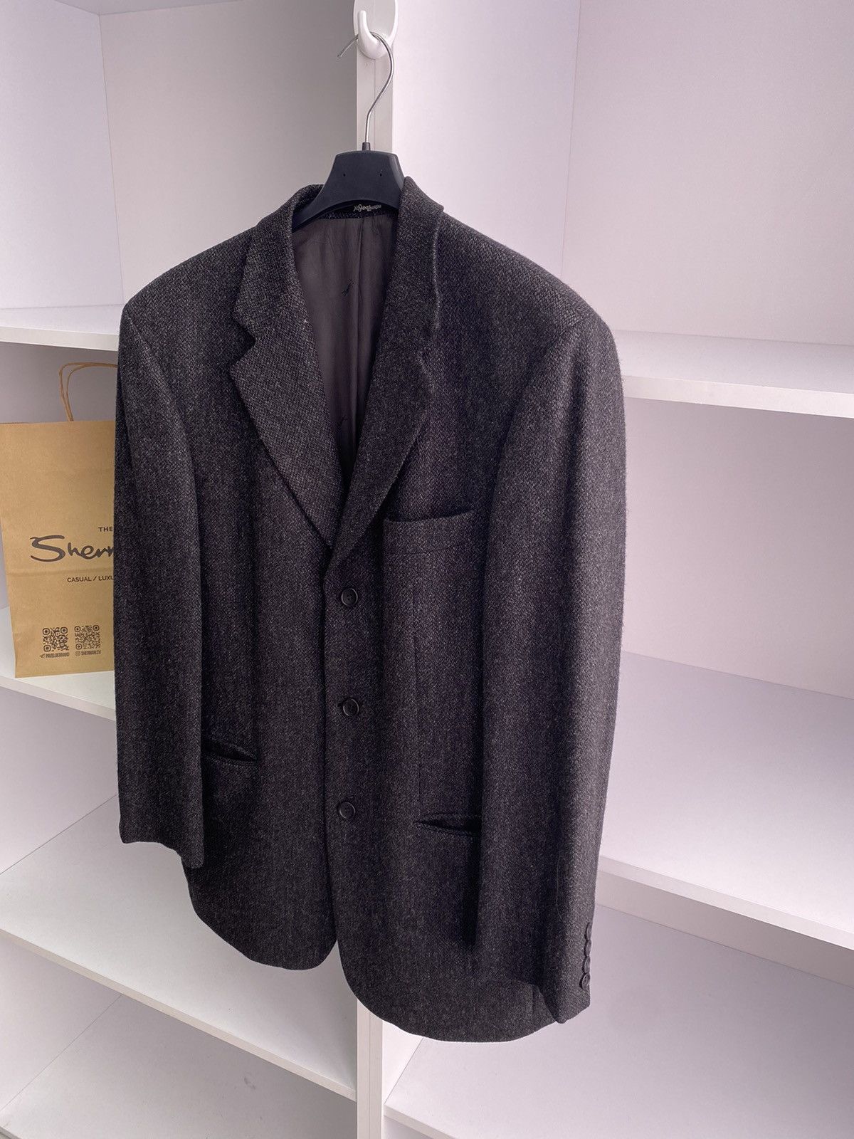 Designer × Vintage × Yves Saint Laurent Vintage YSL Yves Saint Laurent Men's Wool Tweed Suit Jacket Size 40L - 8 Thumbnail