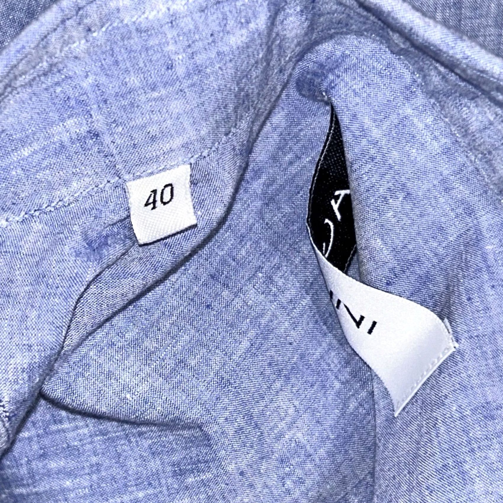 AGLINI Aglini David Linen Blend Button Up Blue Shirt Long Sleeve Mens 40 - Italy Size US L / EU 52-54 / 3 - 7 Thumbnail