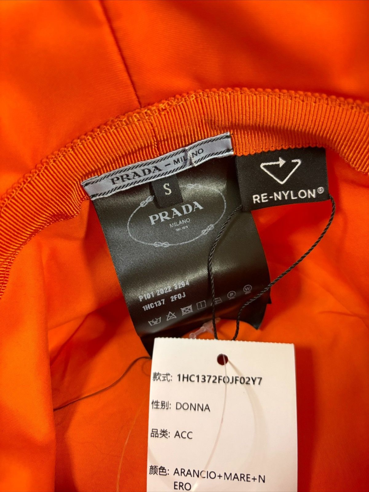 Prada Triangle Logo Striped Bucket Hat Size ONE SIZE - 7 Thumbnail