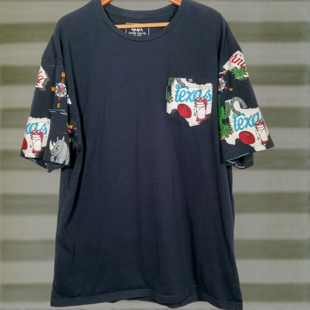 Ecko Unltd. ECKO UNLTD Shirt Men XXL Texas State Blue Cactus Rhino Graphic Streetwear T-Shirt Size US XXL / EU 58 / 5 - 1 Thumbnail