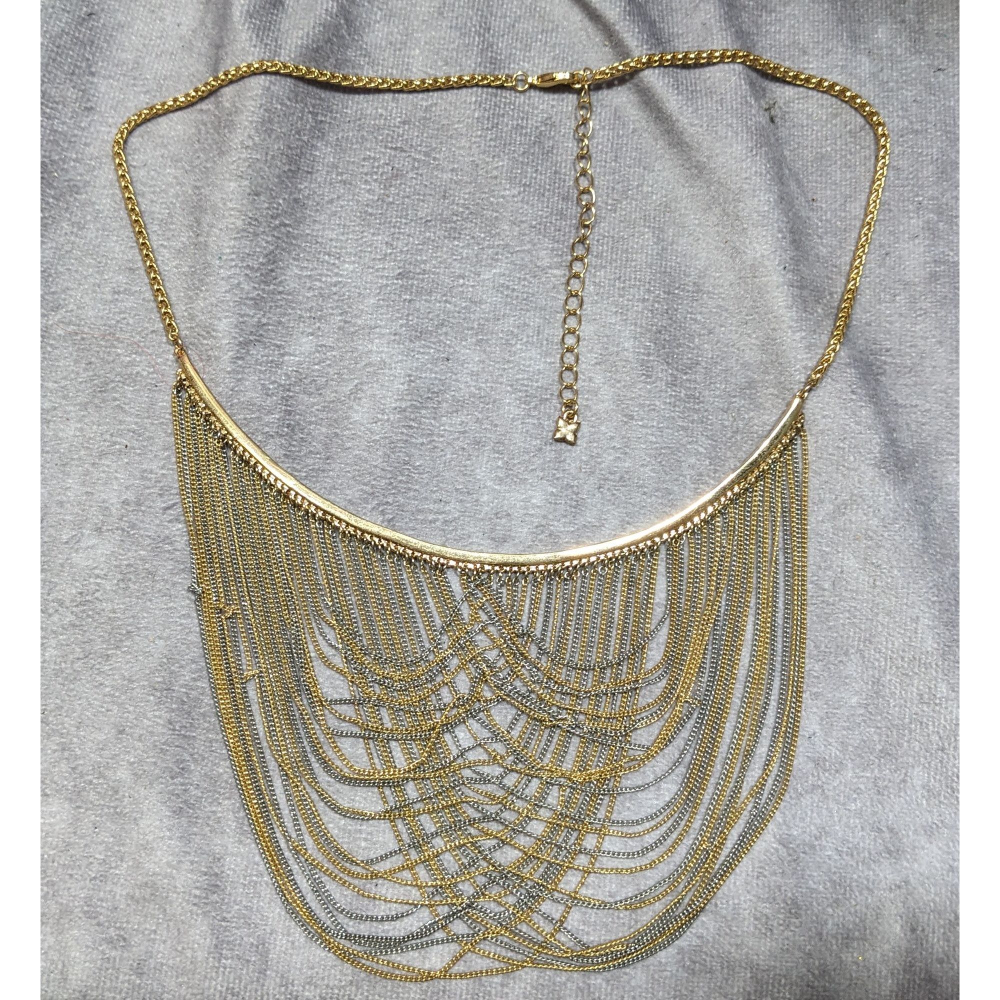 Bcbgmaxazria BCBGMAXAZRIA Draped Gold & Silver Tone Chain Bib Statement N Size ONE SIZE - 6 Thumbnail
