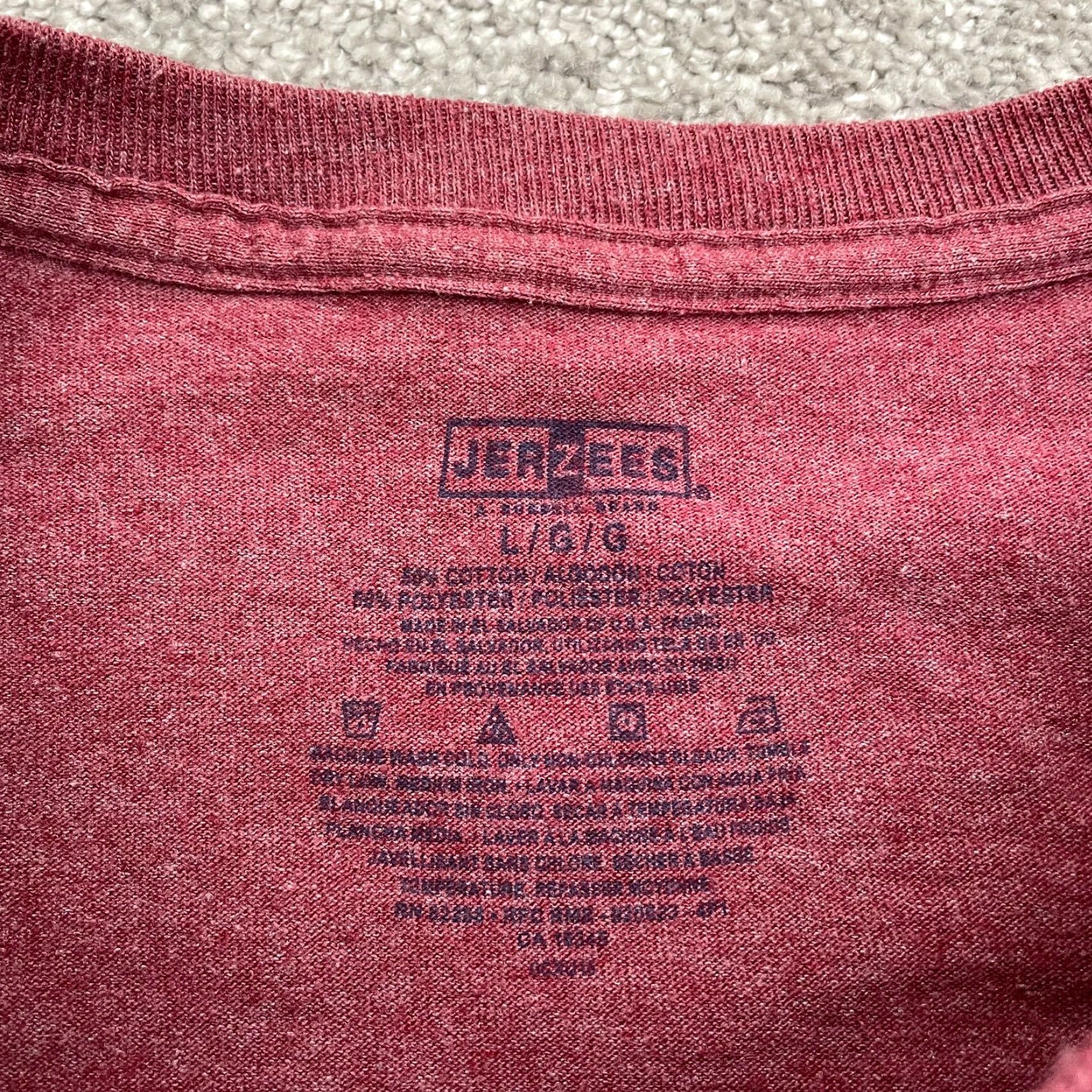 Jerzees VINTAGE? No. Jerzees Basic Long Sleeve T-Shirt Mens Large Red Crew Neck Cotton Casual Tee Top Size US L / EU 52-54 / 3 - 6 Thumbnail