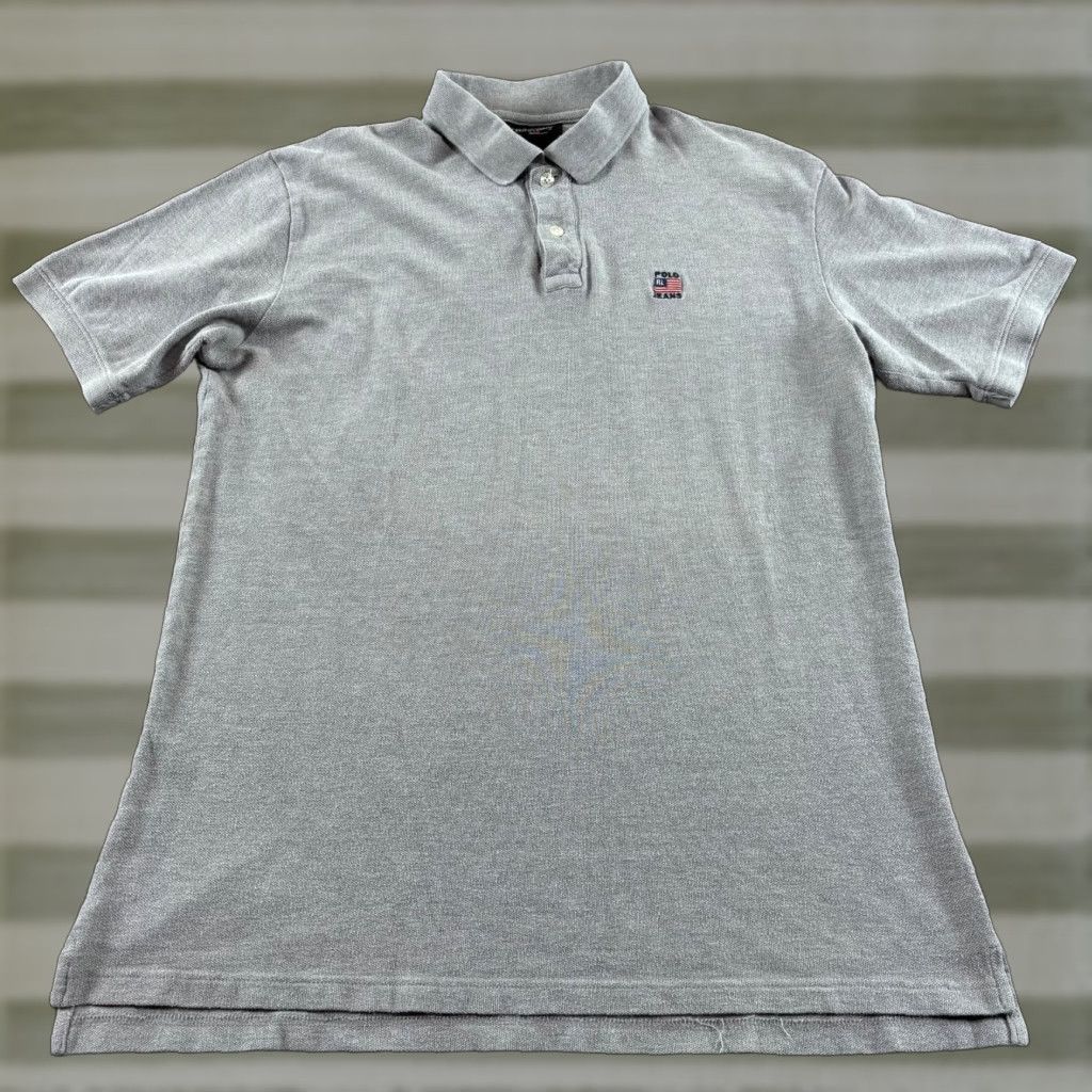 Vintage Vtg Polo Jeans Co Shirt Men M Gray Cotton Embroidered Flag & Collar Size US M / EU 48-50 / 2 - 1 Thumbnail