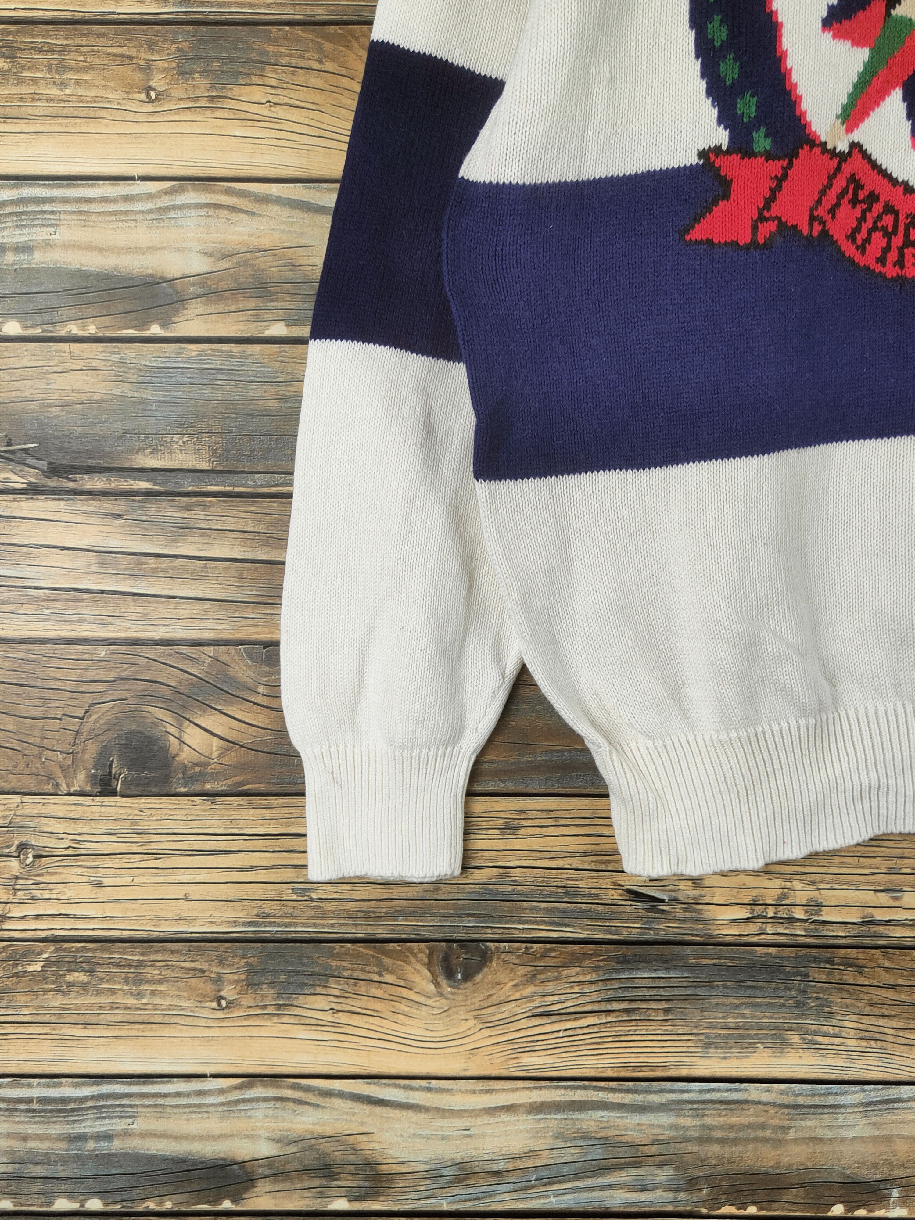 Japanese Brand DL Pno Vanlia Ivory Navy Knitwear Sweatshirts #46-127 Size US L / EU 52-54 / 3 - 4 Thumbnail