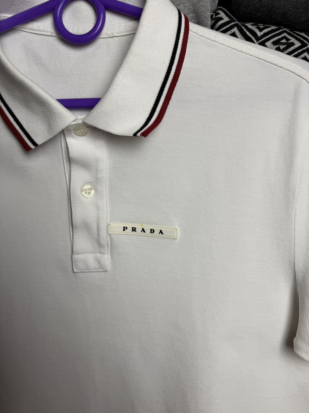 Prada Prada White Tab Polo T Shirt Luxury Size US M / EU 48-50 / 2 - 4 Thumbnail