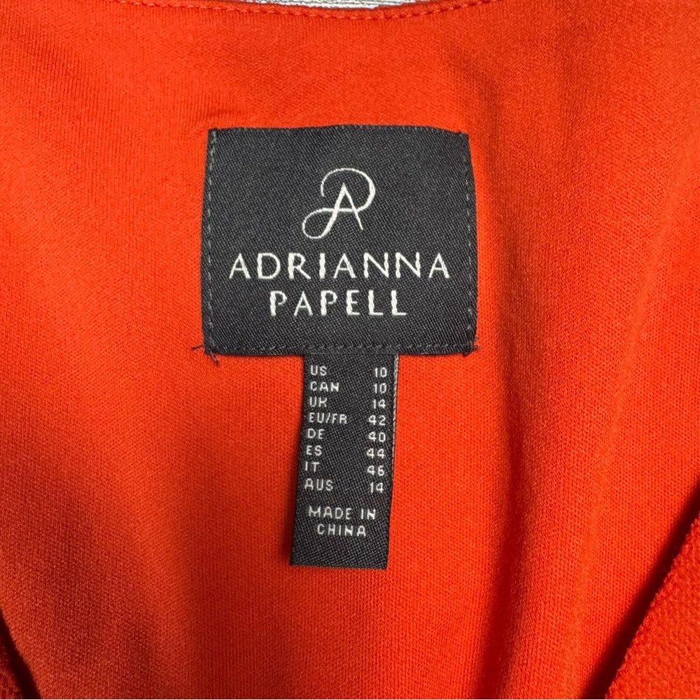 Adrianna Papell Adrianna Papell V-Neck Long Sleeve Smocked Waist Burnt Oran Size L / US 10 / IT 46 - 5 Thumbnail