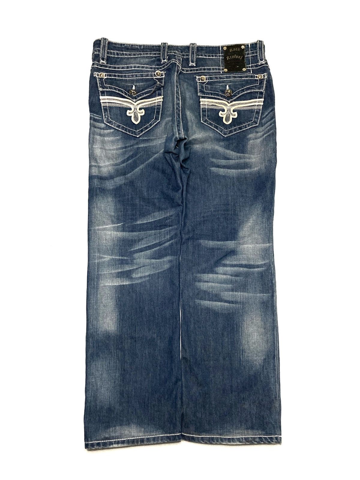 image of Affliction x Buckle Rock Revival Fade Jeans in Navy, Men's (Size 38)