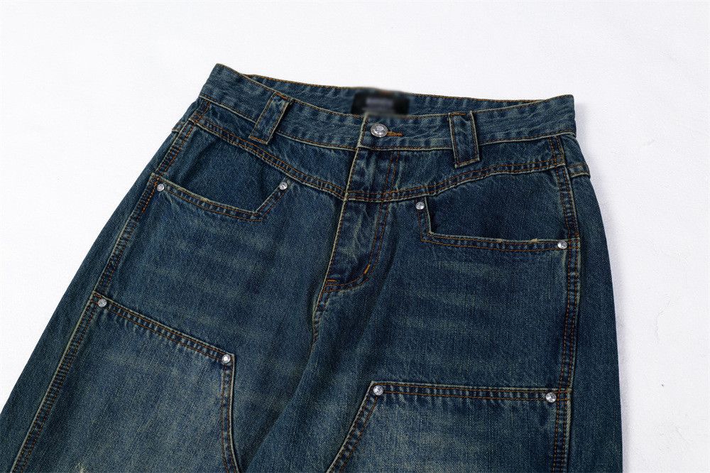 Japanese Brand × Jean Men's street punk patchwork washed ripped jeans y2k Size US 34 / EU 50 - 4 Thumbnail