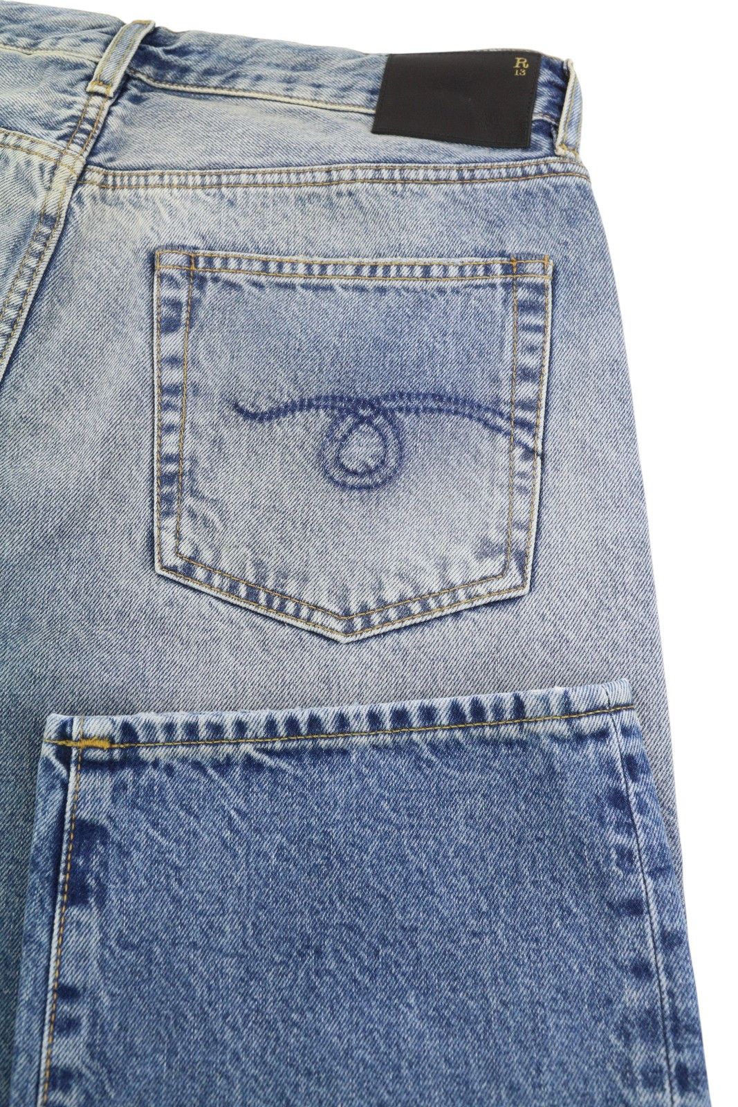 R13 BOYFRIEND 30 Jasper Straight Whiskers Faded Zip FW25 86648 Size 30" / US 8 / IT 44 - 5 Thumbnail
