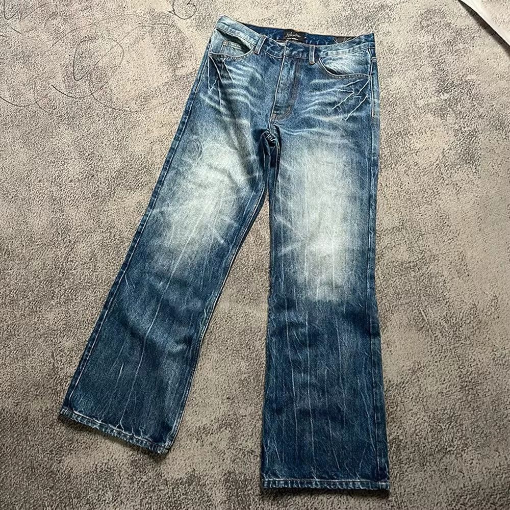 Jean Lightning Grain Pattern Straight Leg Jeans Size US 29 - 4 Thumbnail