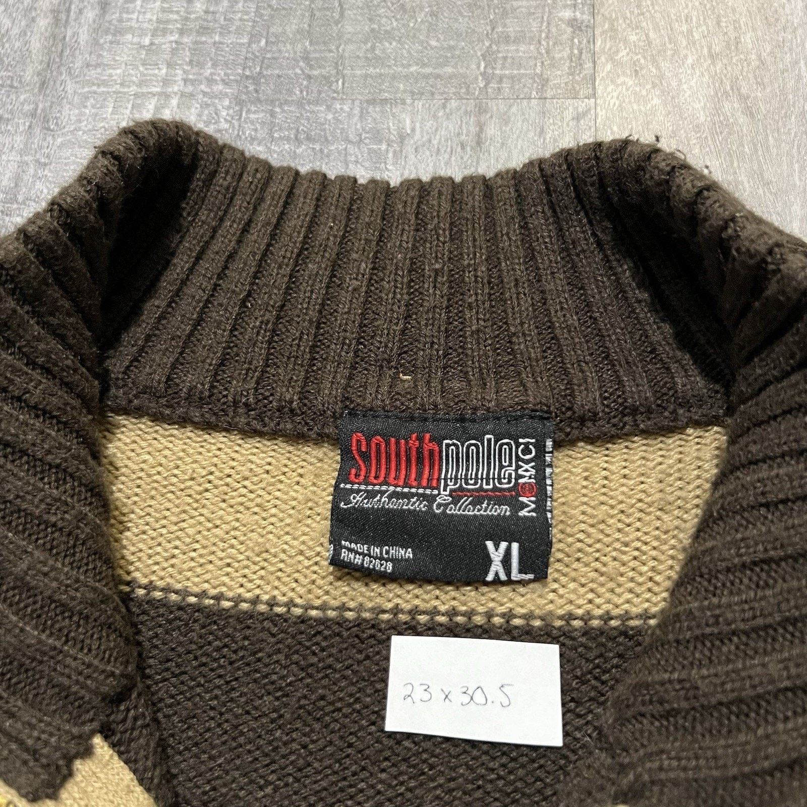 Southpole VTG Southpole Brown/Beige Striped Quarter Zip Knit Sweater Size US XL / EU 56 / 4 - 4 Thumbnail