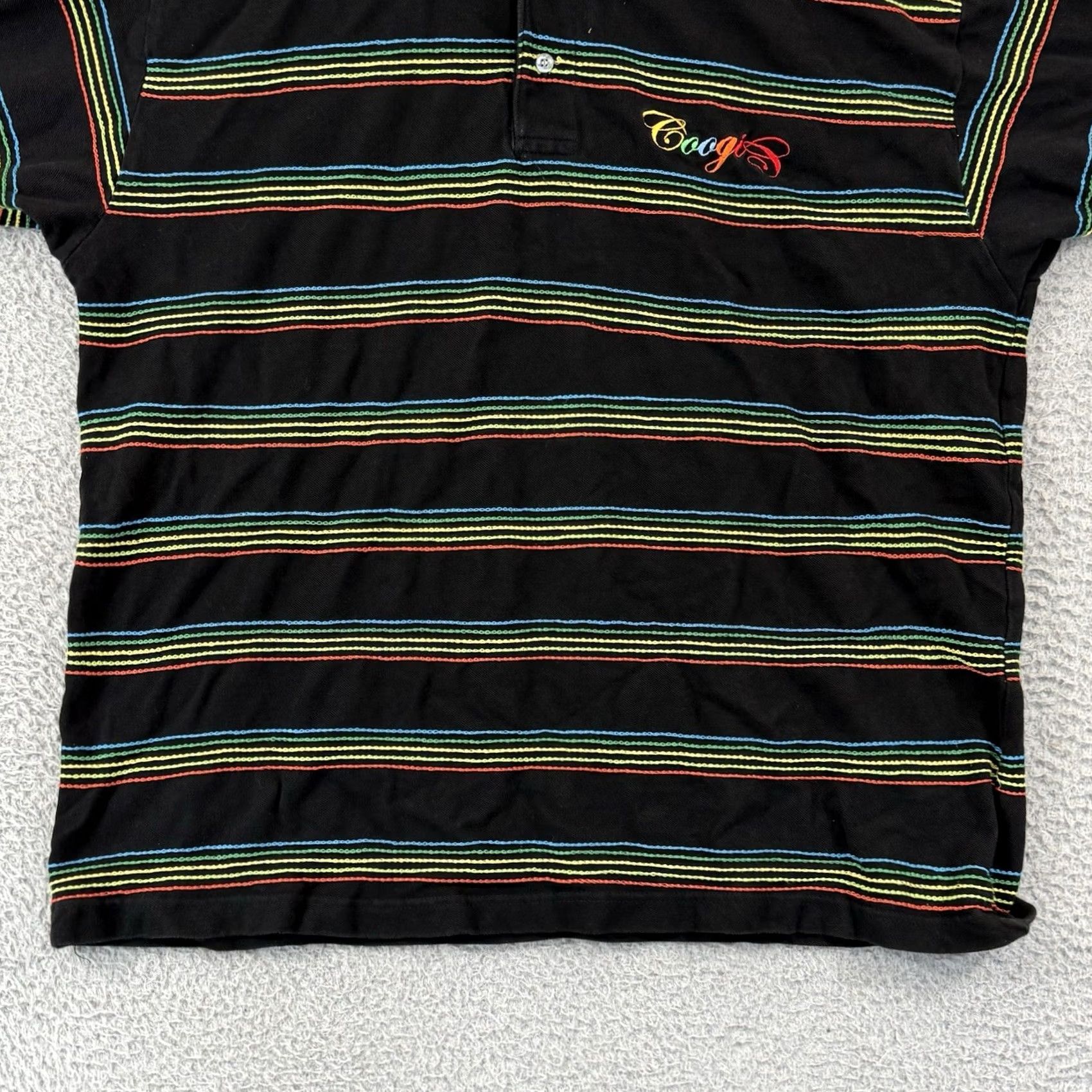 Coogi VINTAGE COOGI Shirt Men 2XL Black Polo Striped Textured Y2K Short Sleeve Hip Hop Shirt Mens 90s Grunge Retro City Short Sleeve Polo Polo Size US XXL / EU 58 / 5 - 2 Thumbnail