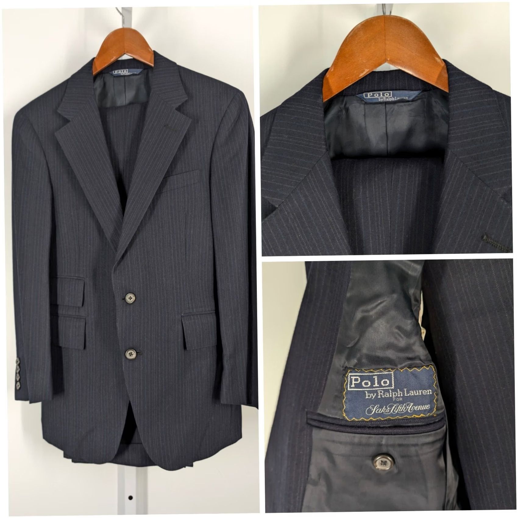 Polo Ralph Lauren Polo Ralph Lauren Vintage 2 Piece Suit Jacket Trousers Pinstripe Union Label USA Wool 1980s Blue Mens Size 37 Autumn? Size US M / EU 48-50 / 2 - 2 Thumbnail