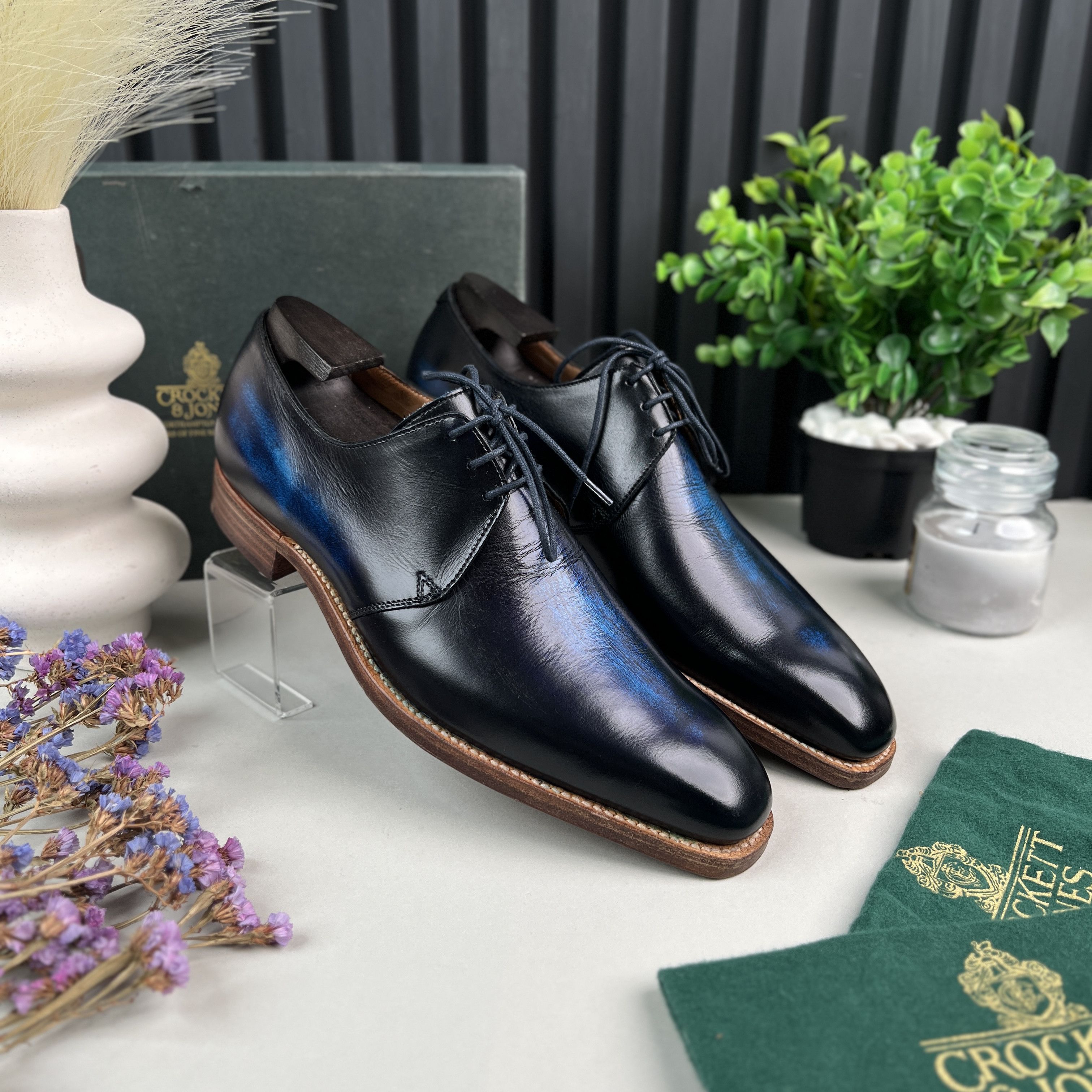 Crockett & Jones Highbury Derby Dress Blue Patina Leather Size US 8 / EU 41 - 1 Thumbnail