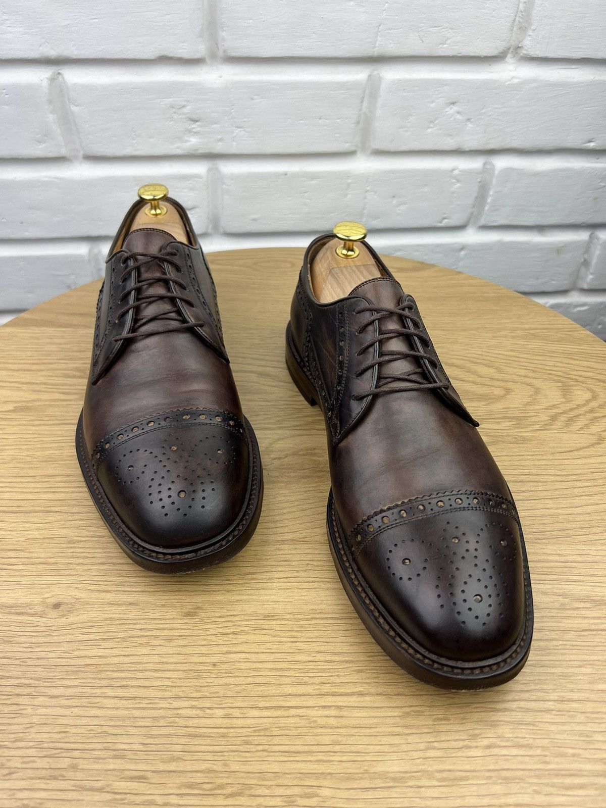 Gucci GUCCI Derby Brogues Leather Shoes Wingtip Brown Men’s Size US 10 / EU 43 - 3 Thumbnail