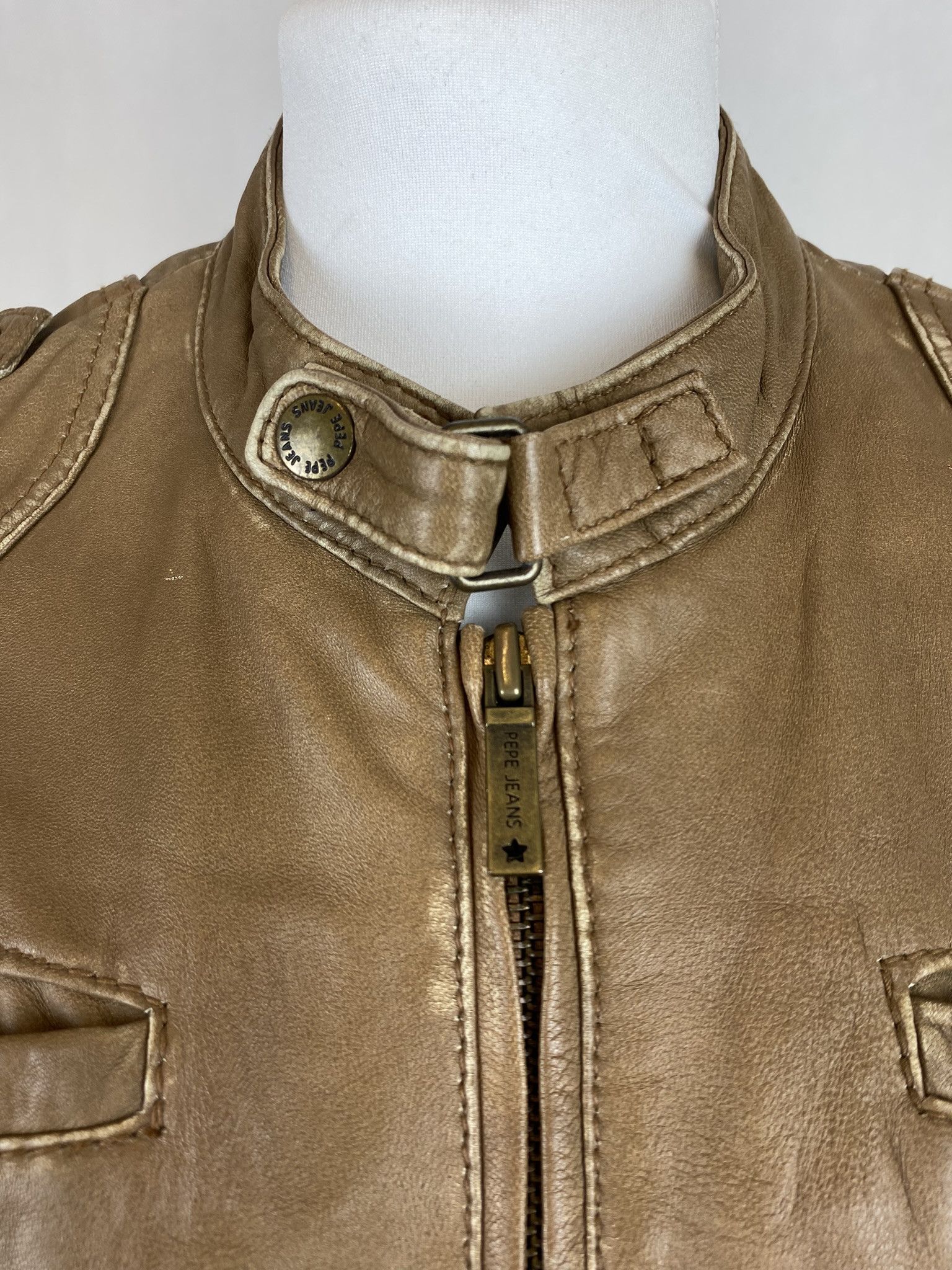 Genuine Leather × Vintage real leather jacket biker moto pepe jeans Size L / US 10 / IT 46 - 11 Thumbnail