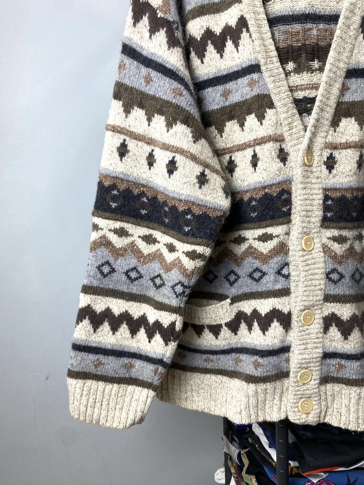 Vintage Rare! Vintage 80’s Knit Pattern Cardigan Sweater Travis Size US M / EU 48-50 / 2 - 3 Thumbnail