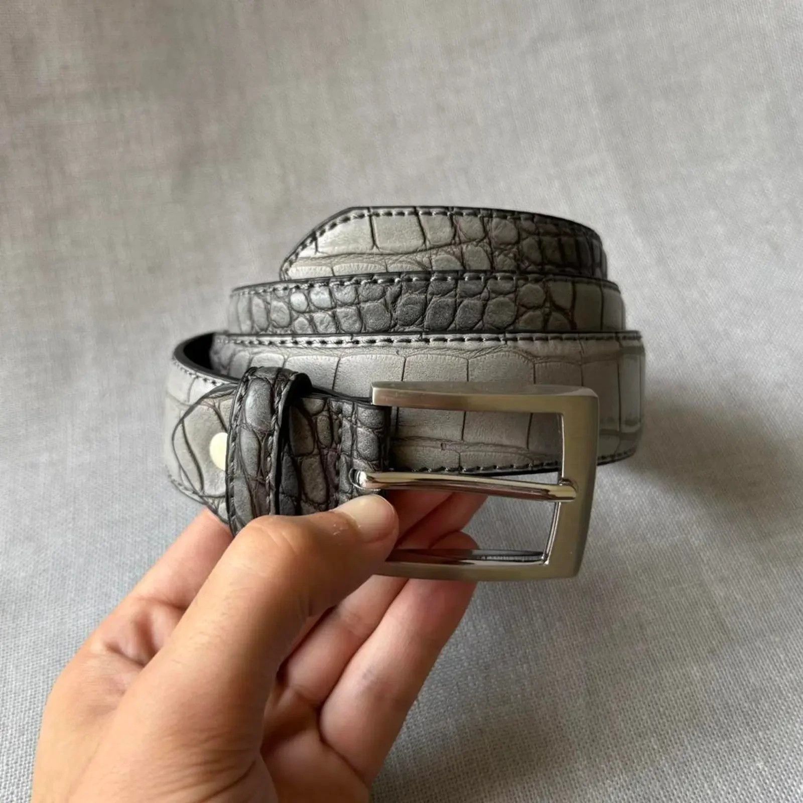 Other Grey engraved alligator pattern western MENS1 Size ONE SIZE - 1 Thumbnail