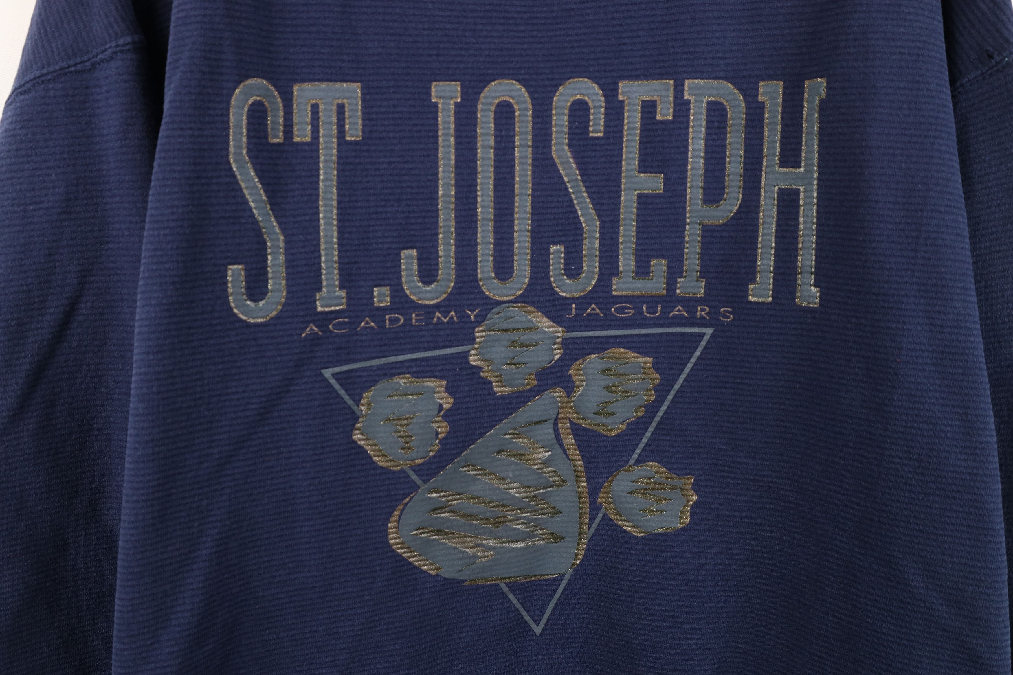 Vintage Vintage 90s Knit St Joseph Crewneck Sweatshirt Blue USA Size US XL / EU 56 / 4 - 4 Thumbnail