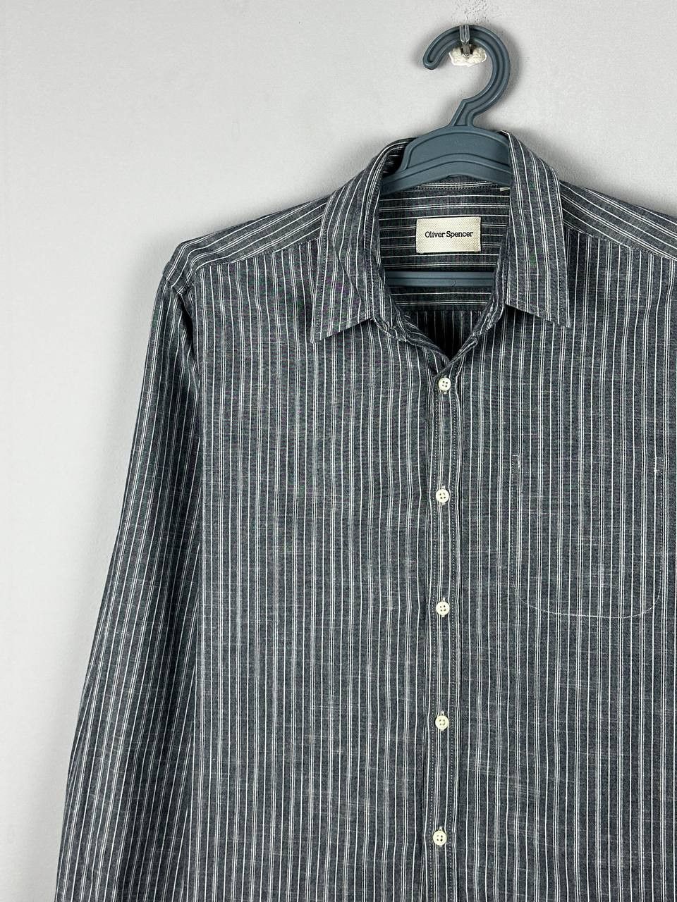 Oliver Spencer Oliver Spencer Luxury Cotton Casual Shirt Grey Size US L / EU 52-54 / 3 - 3 Thumbnail