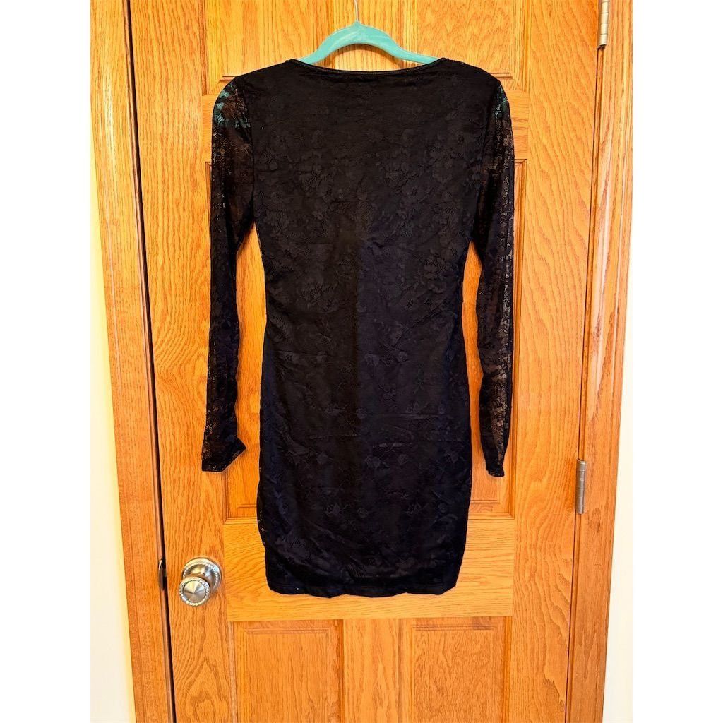 Shein SHEIN Women's Black Lace Long Sleeve Knee Length Dress Size Size M / US 6-8 / IT 42-44 - 3 Thumbnail