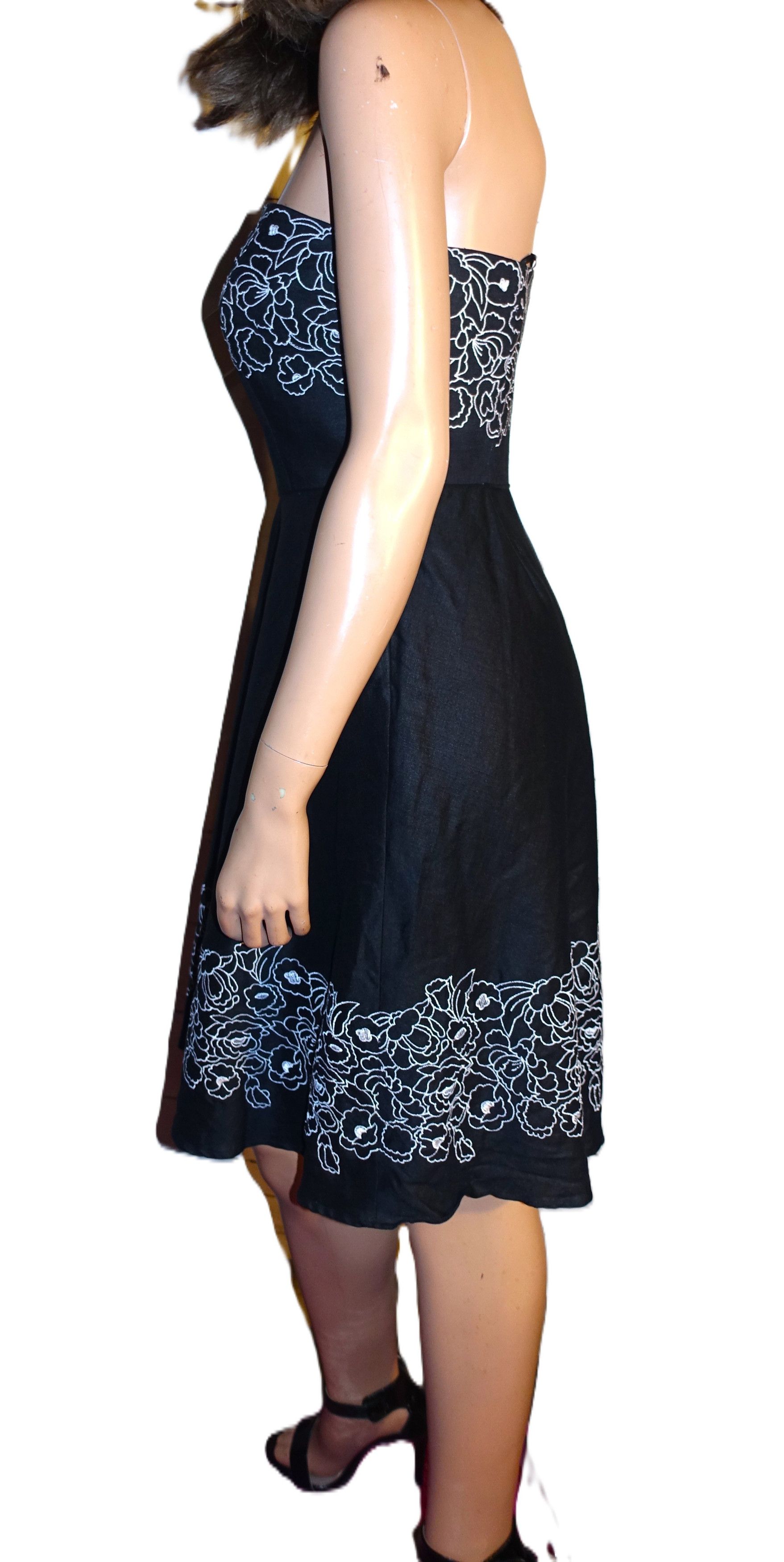 Loft Ann Taylor Loft Petites Black White Strapless Dress 6P Size M / US 6-8 / IT 42-44 - 4 Thumbnail