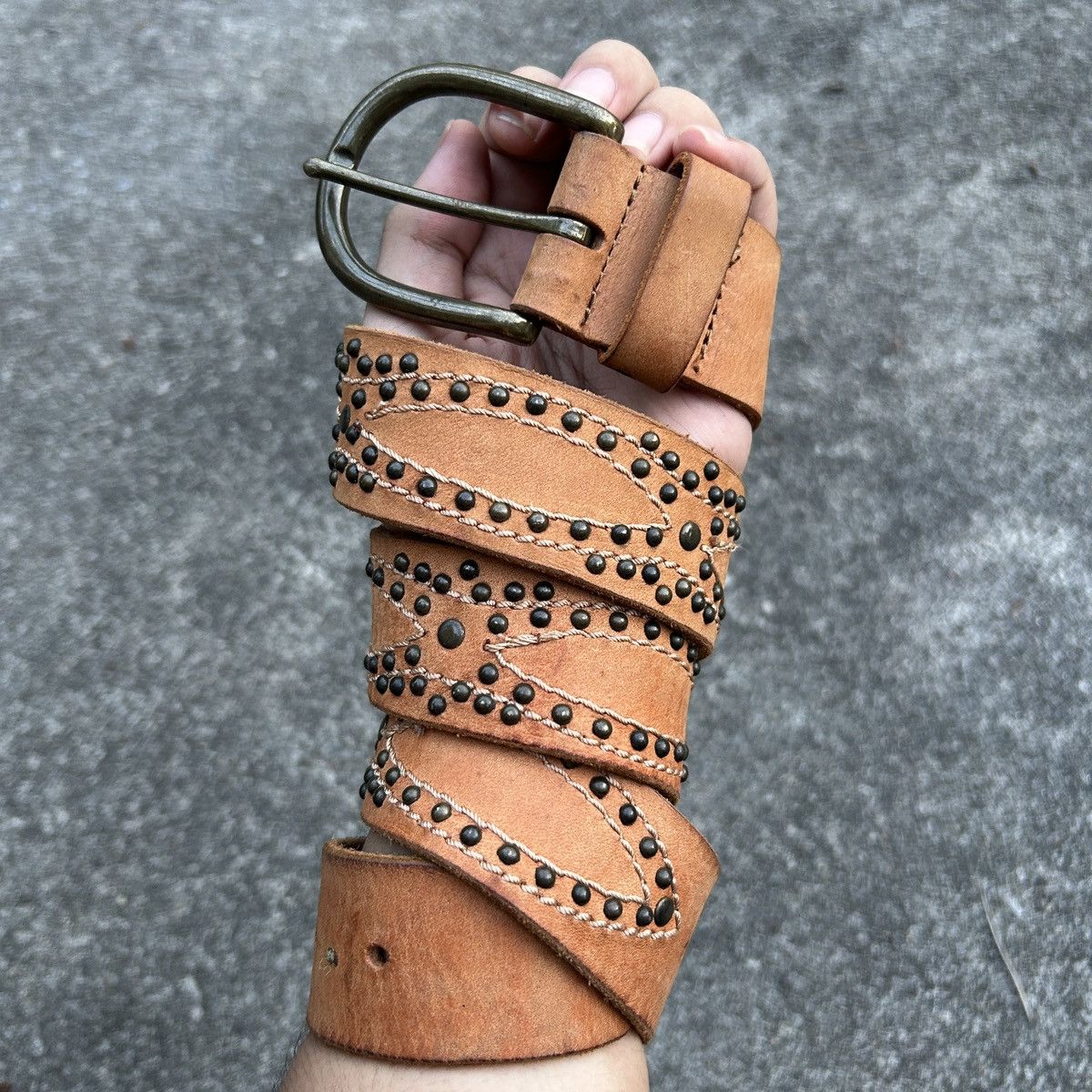 Vintage Vintage studded leather belt (Kapital Style) Size ONE SIZE - 3 Thumbnail