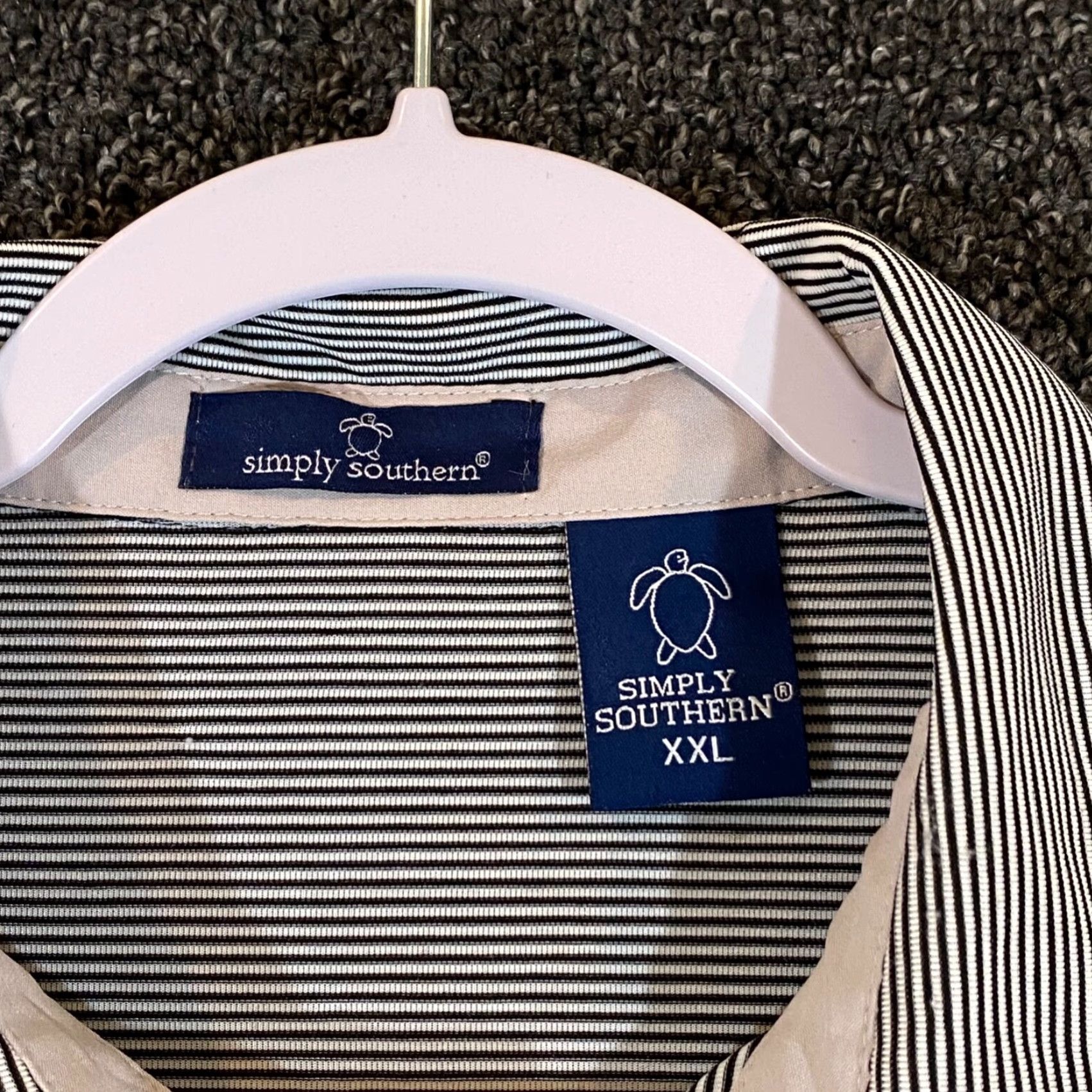 Vintage Simply Southern Mens 2XL Blue White Striped Pocket Golf Polo Shirt Casual Size US XXL / EU 58 / 5 - 3 Thumbnail