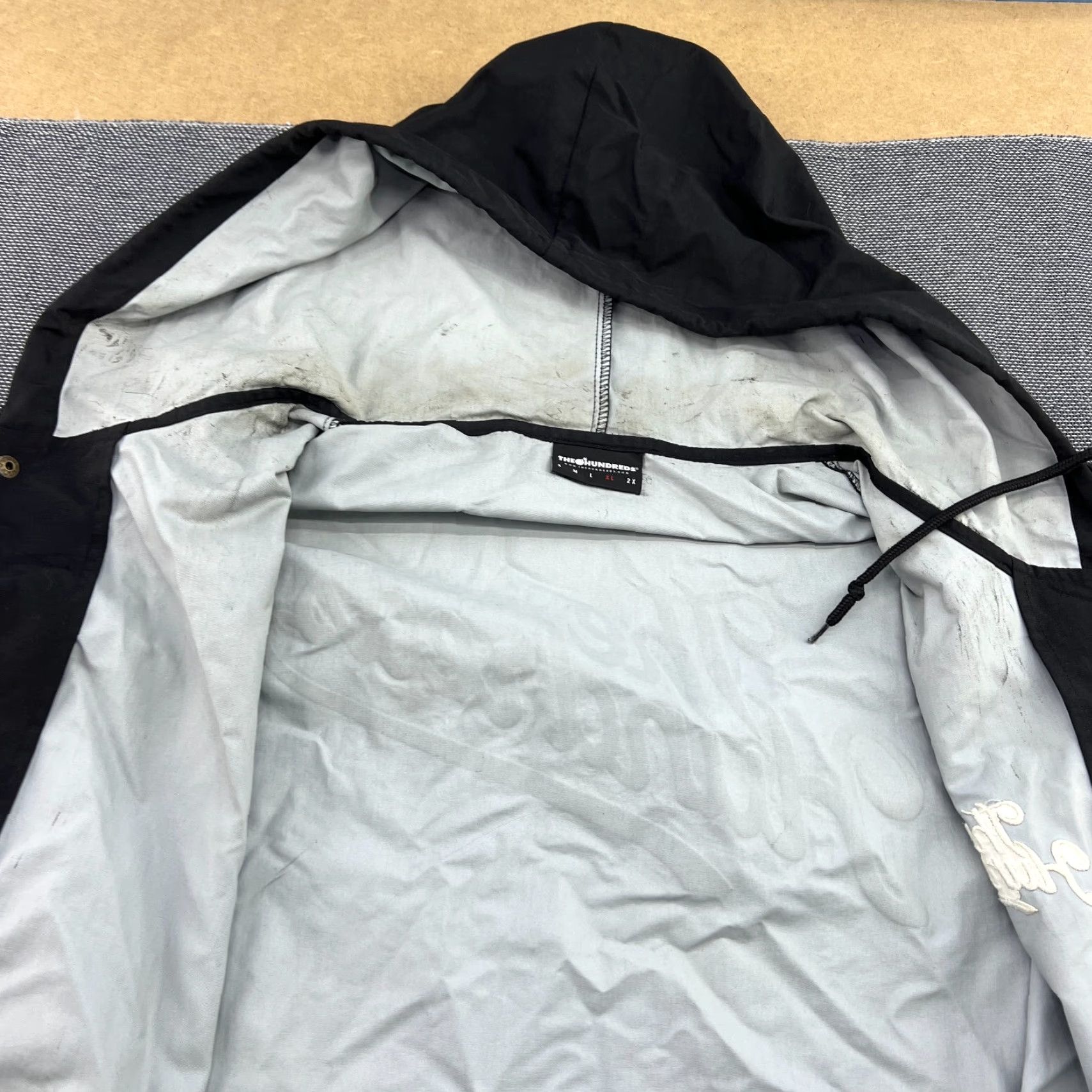 The Hundreds The Hundreds Jacket Mens XL Black Forever Slant Hooded Rain Coat Snap Front Size US XL / EU 56 / 4 - 7 Thumbnail
