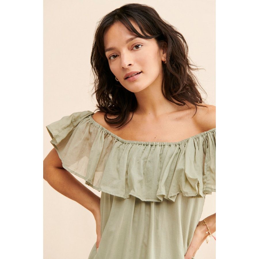 Anthropologie New Erika Pena Off-The-Shoulder Tiered Mini Dress $210 XS/S Size XS / US 0-2 / IT 36-38 - 2 Thumbnail