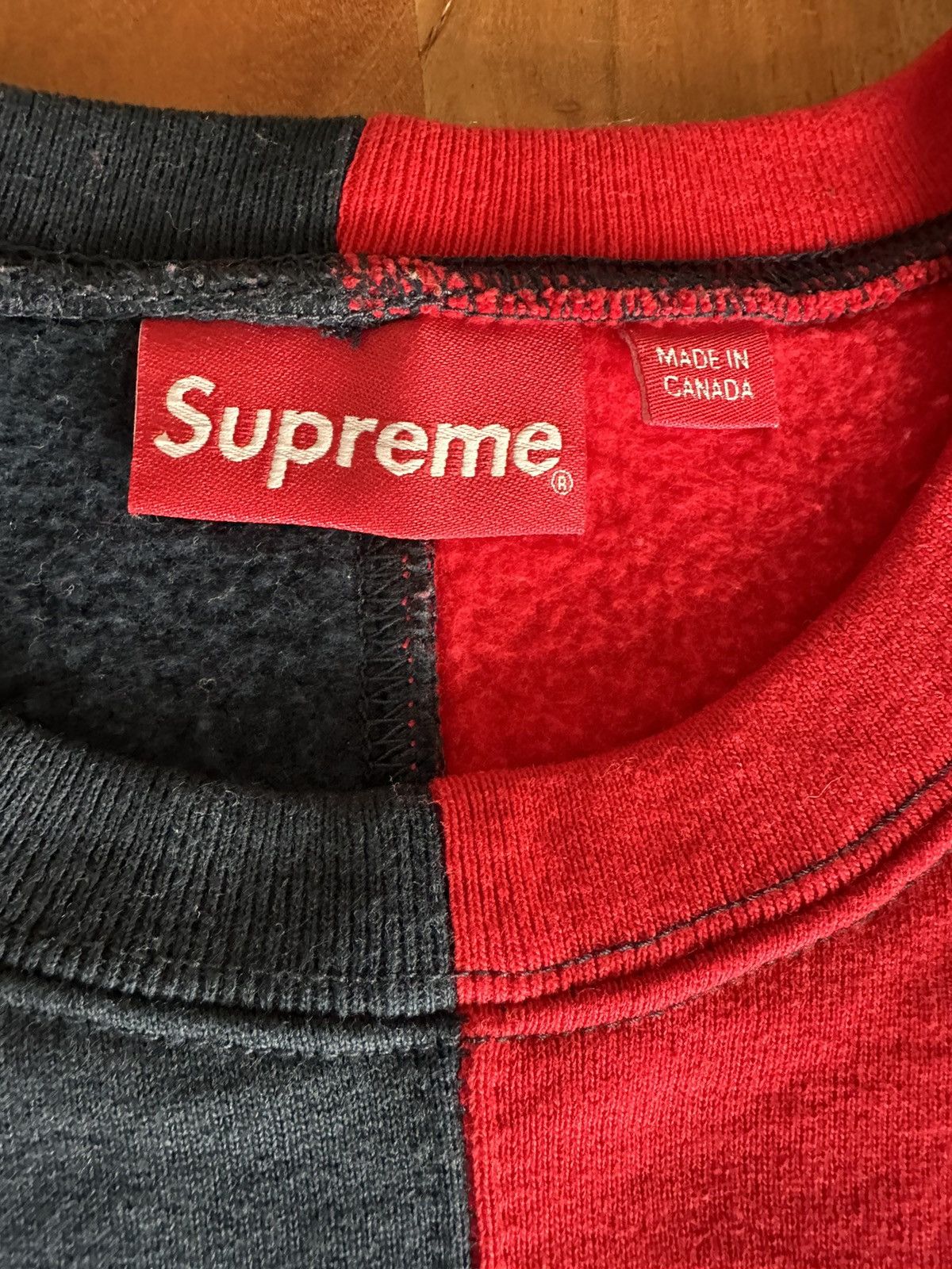 Supreme Supreme Split Crewneck (Red/Blue) Size US M / EU 48-50 / 2 - 3 Thumbnail
