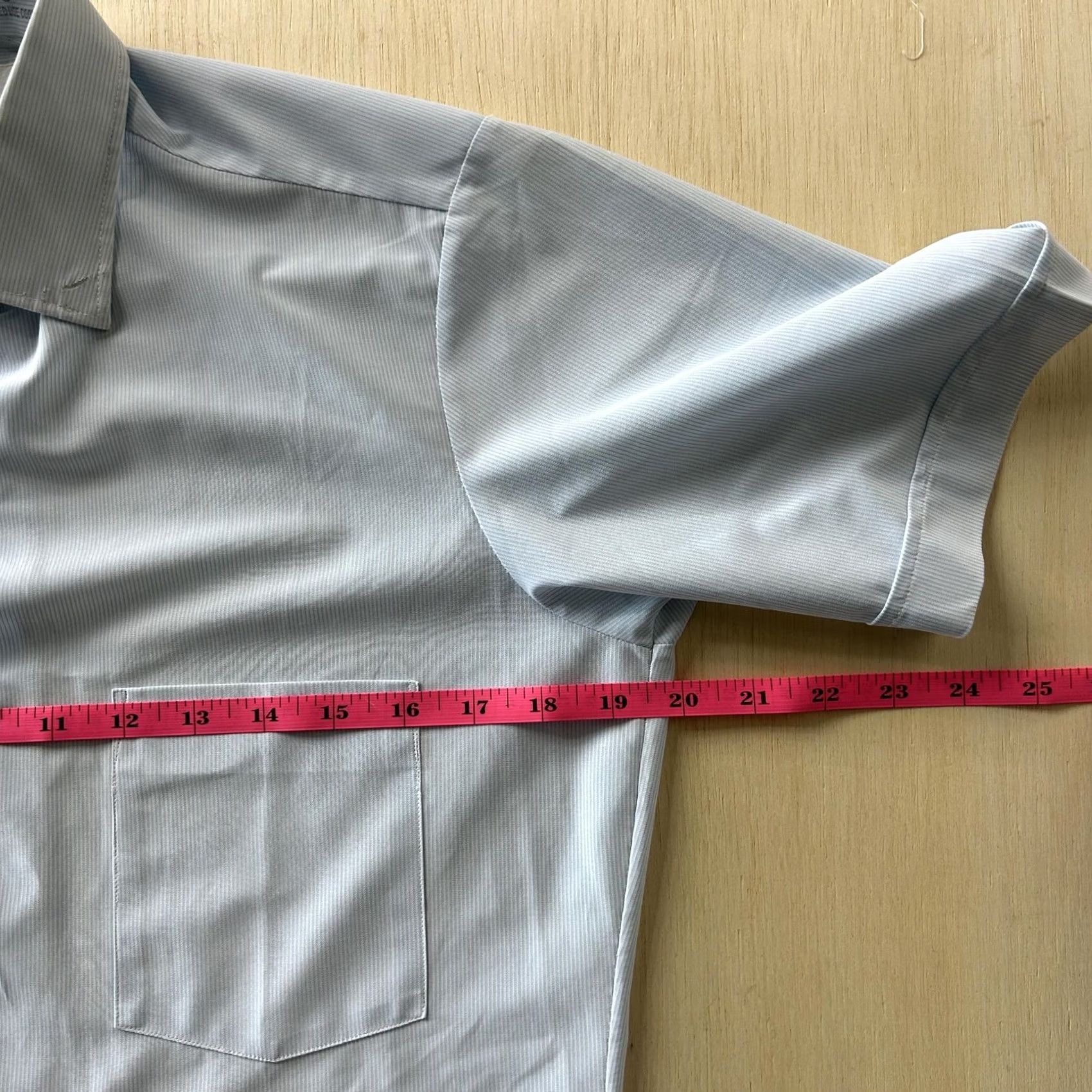 Arrow VINTAGE Arrow Dress Shirt Mens Large Blue Pinstripe Short Sleeve Point Collar Shirt Mens Large Blue Pinstripe Short Sleeve Point Collar Size 42R - 4 Thumbnail