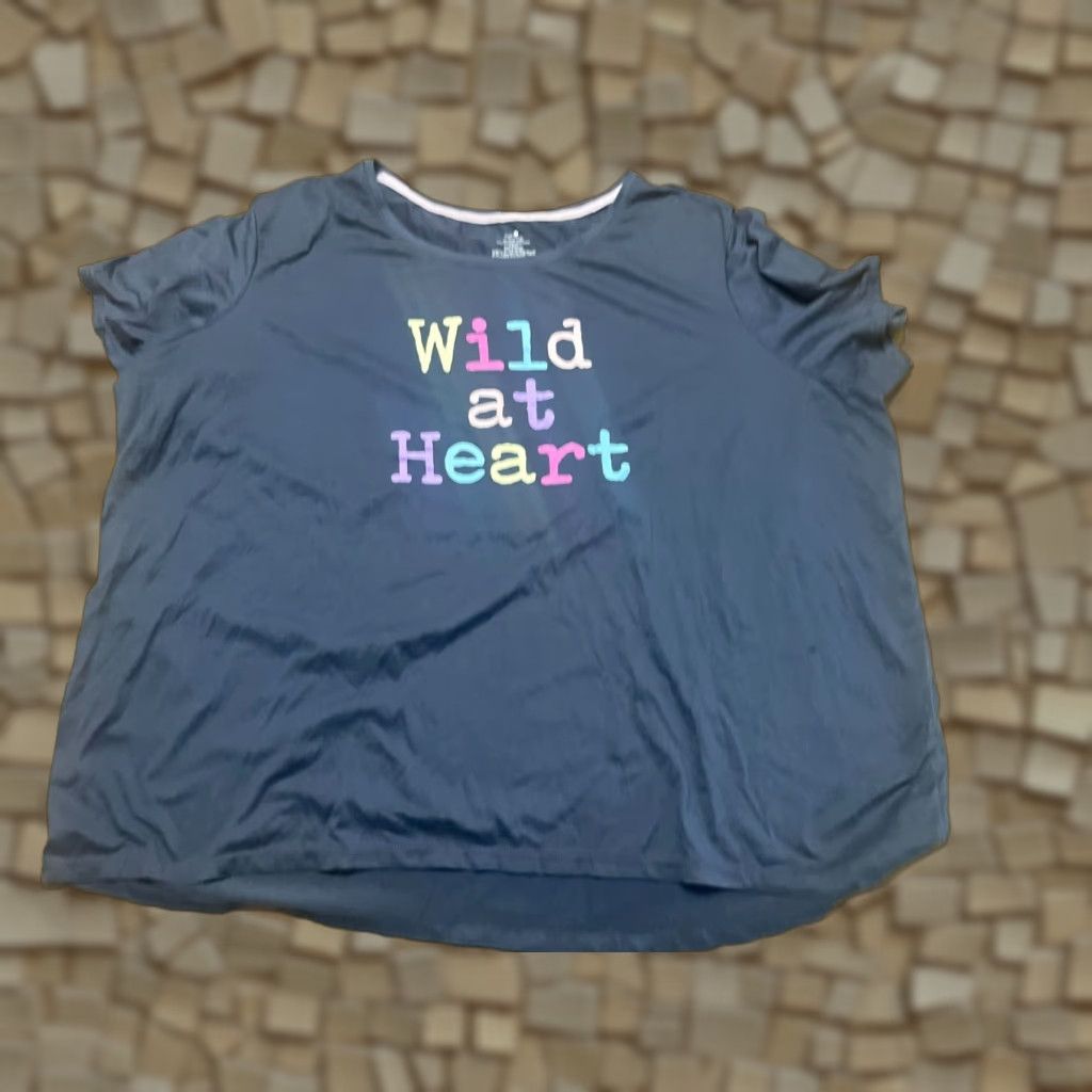 Vintage Secret Treasures Shirt, Women's Plus Size 3X, Sleepshirt, Gray, Blue, "Wild at Heart" Size XXL / US 16-18 / IT 52-54 - 1 Thumbnail