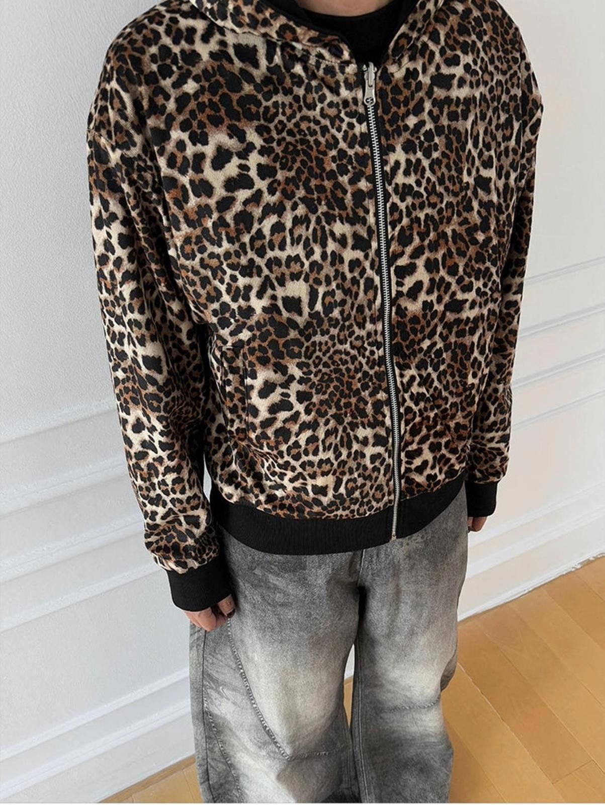 Other Leopard Print Lined Zip-Up Hoodie, Casual Sweatshirt Size US L / EU 52-54 / 3 - 3 Thumbnail