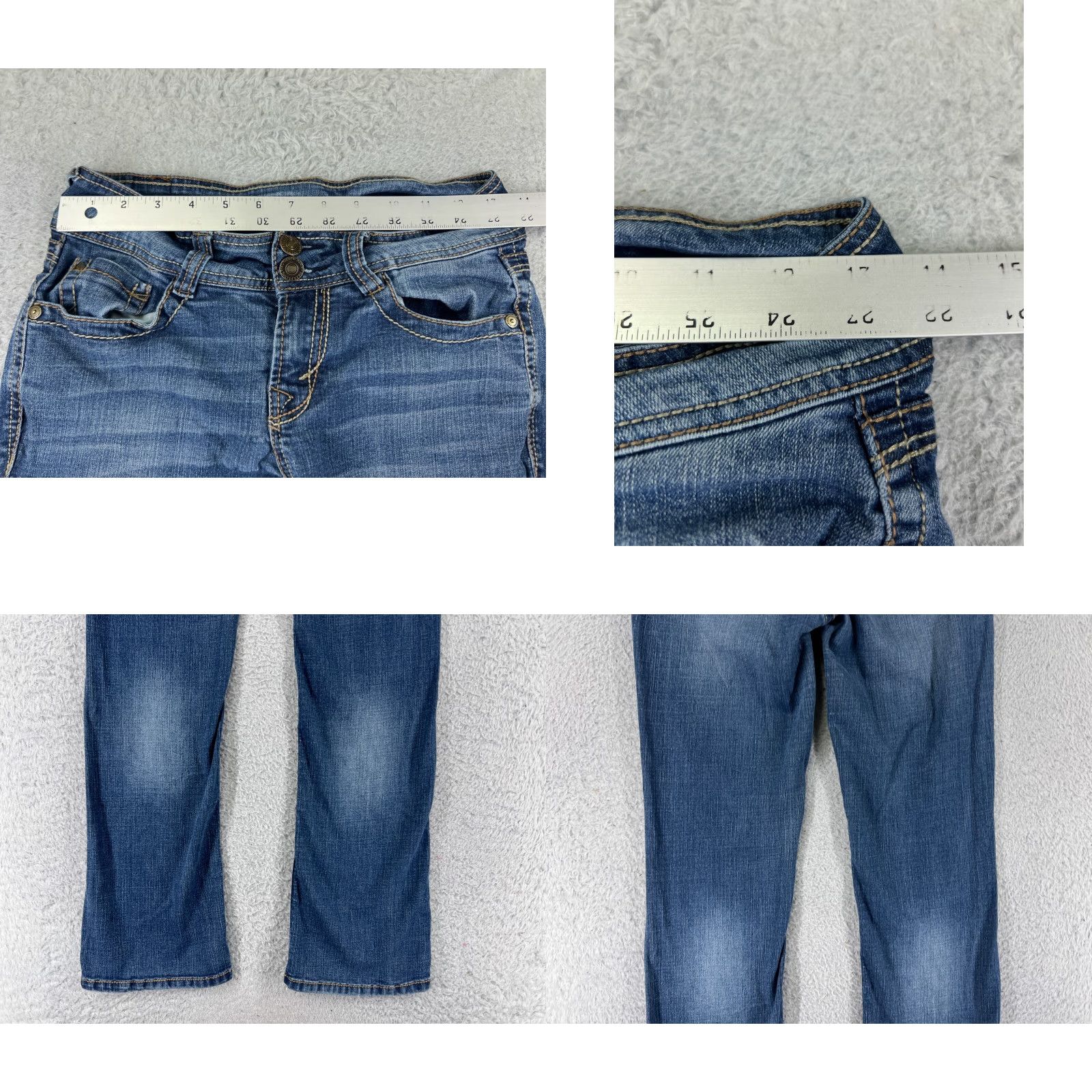 Vintage Wallflower Jeans Womens Jeans 3 Blue Denim Straight Low Rise Embroidered Cowboy Southwestern Designer 90s Womens Size 26" / US 2 / IT 38 - 9 Thumbnail