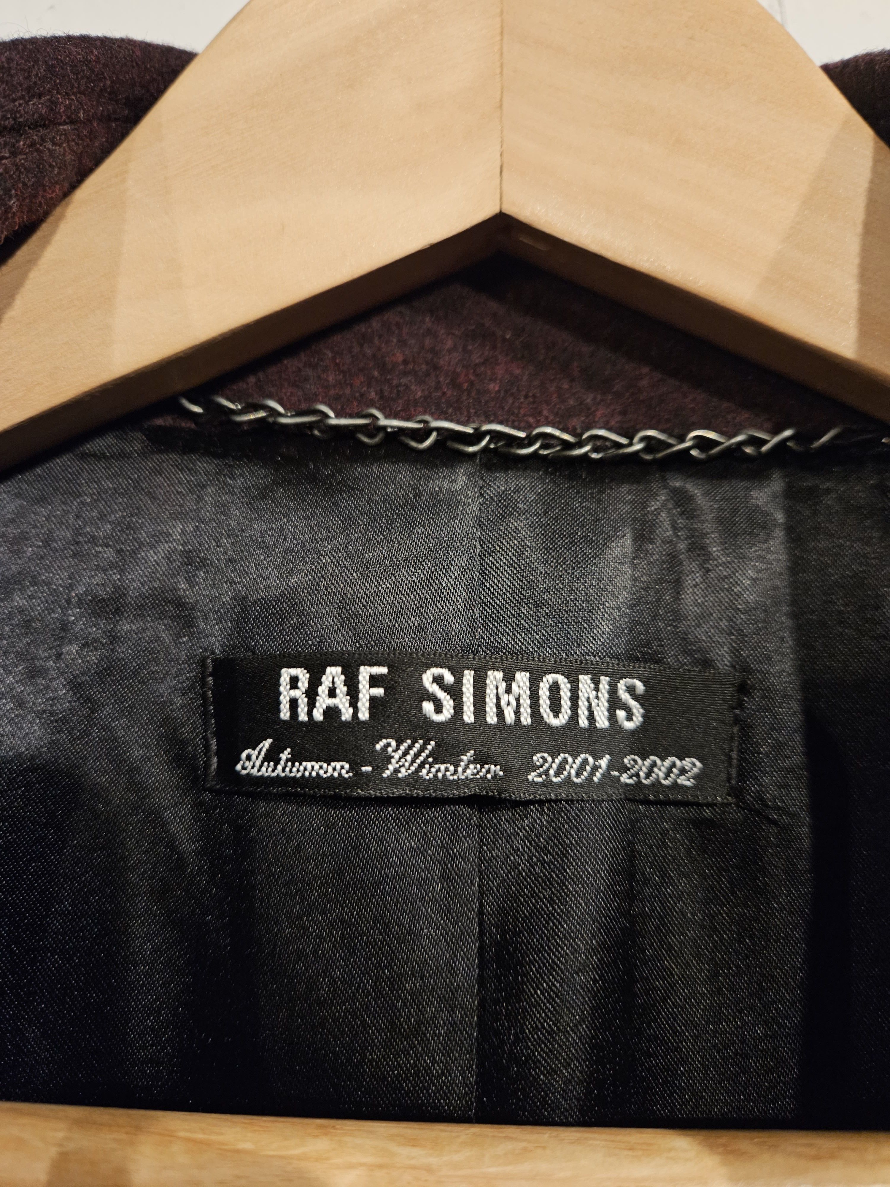 Raf Simons AW 2001-2002 Riot Riot Riot Aubergine Wool Coat Size US M / EU 48-50 / 2 - 7 Thumbnail