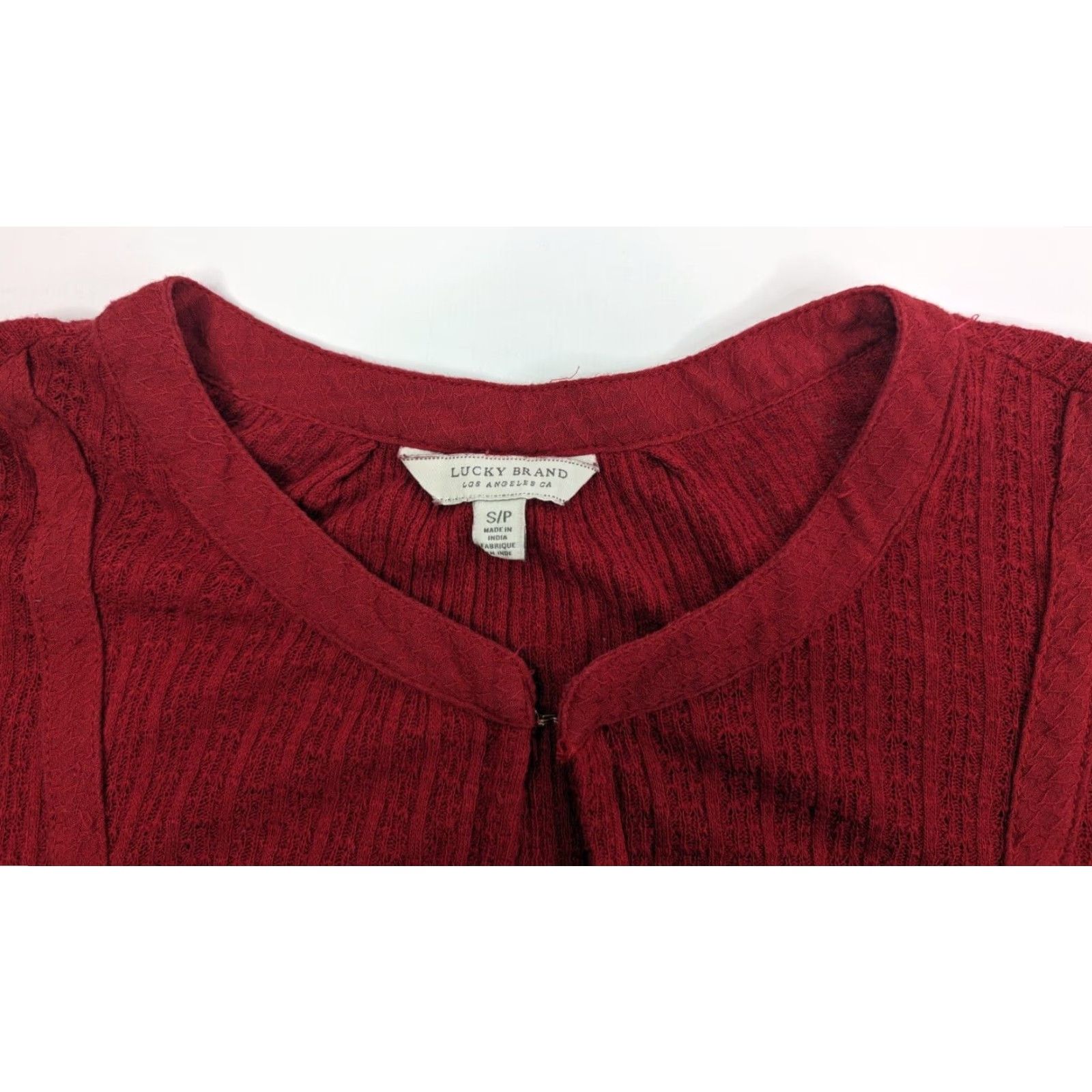 Lucky Brand Lucky Brand Blouse Womens Small Red Drop Needle Peasant V-Neck Long Sleeve Balloon Sleeve Floral Top 7W64388 XS? Size S / US 4 / IT 40 - 7 Thumbnail