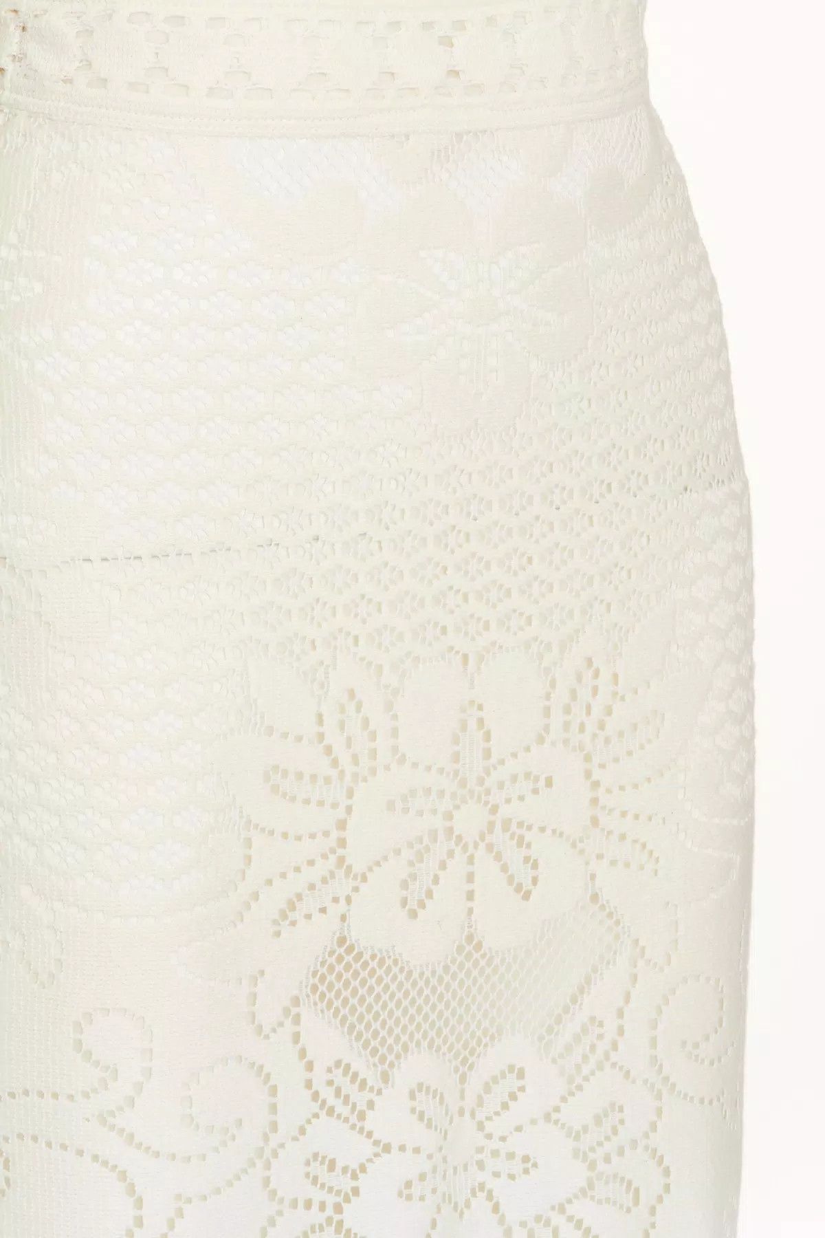 Valentino o1s1wg110925 Cotton Lace Midi Skirt in White/Almond Size 26" / US 2 / IT 38 - 5 Thumbnail