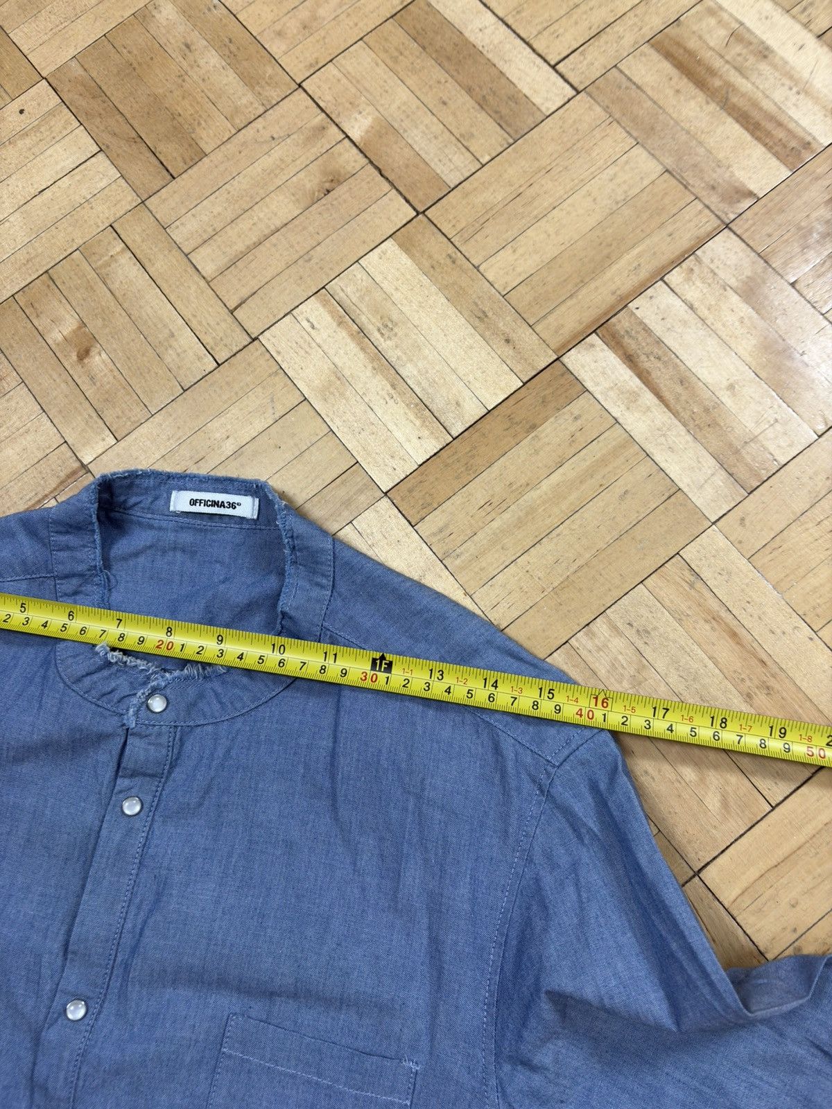 Officina36 Officina36 Avant Garde Blue Pearl Snap Patchwork Shirt Size US S / EU 44-46 / 1 - 6 Thumbnail
